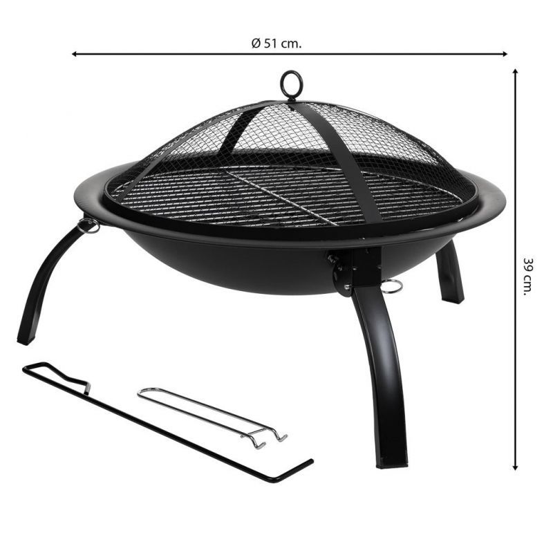 Barbecue d'extérieur en métal avec grille noire