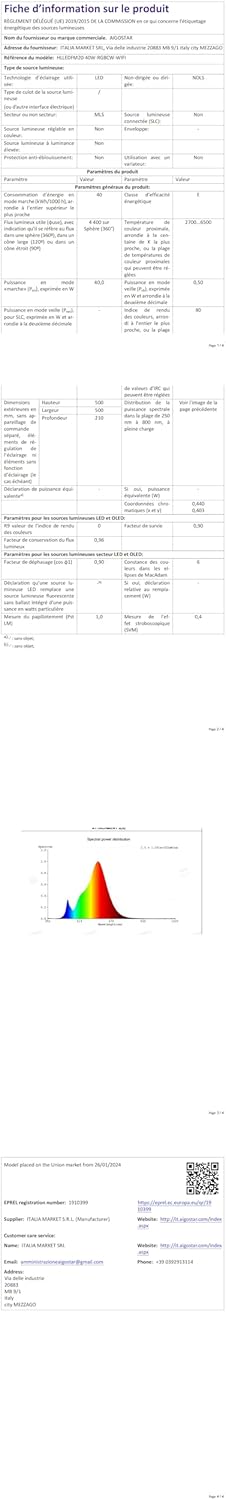Aigostar - Ventilateur de plafond Alexa, lumière LED 40 W, 4 400 lm, 2 700 K-6 500 K et RGB à intensité variable, lampe de ventilateur de plafond intelligente avec télécommande et passerelle, silencieux, 6 vitesses, diamètre 50 cm, 2 unités