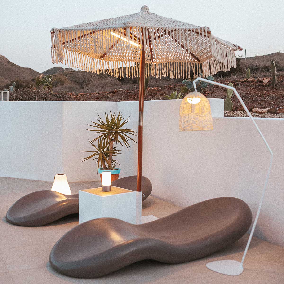 BINIBECA Makramee-Sonnenschirm für den Außenbereich, ø210x229cm