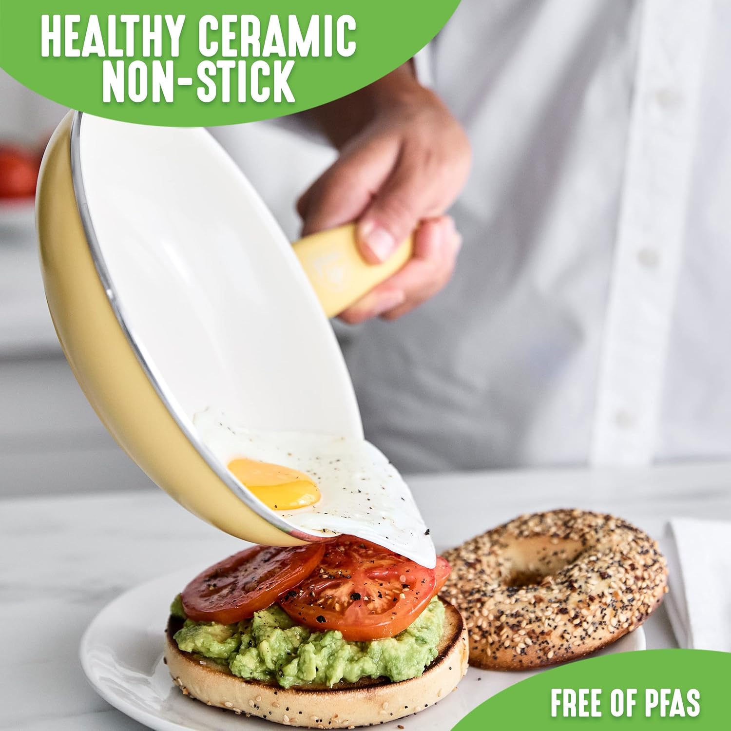 GreenLife Soft Grip 16-teiliges Antihaft-Keramik-Kochgeschirr-Set, bestehend aus Bratpfanne, Stielkasserolle und Topf, PFAS-frei, spülmaschinenfest, ofenfest, türkis