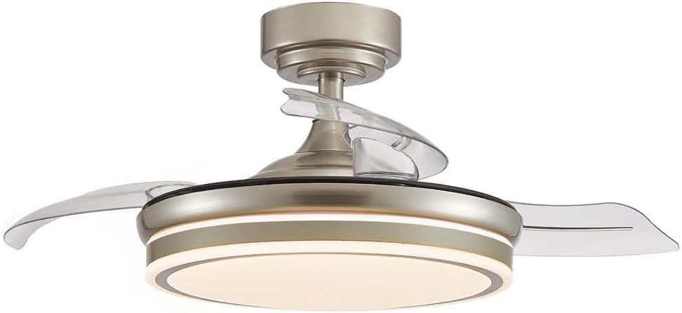 Wonderlamp – Mini ventilateur de plafond LED Pearl avec pales rétractables, moteur CC silencieux, 3 températures de couleur réglables, 46 W, blanc