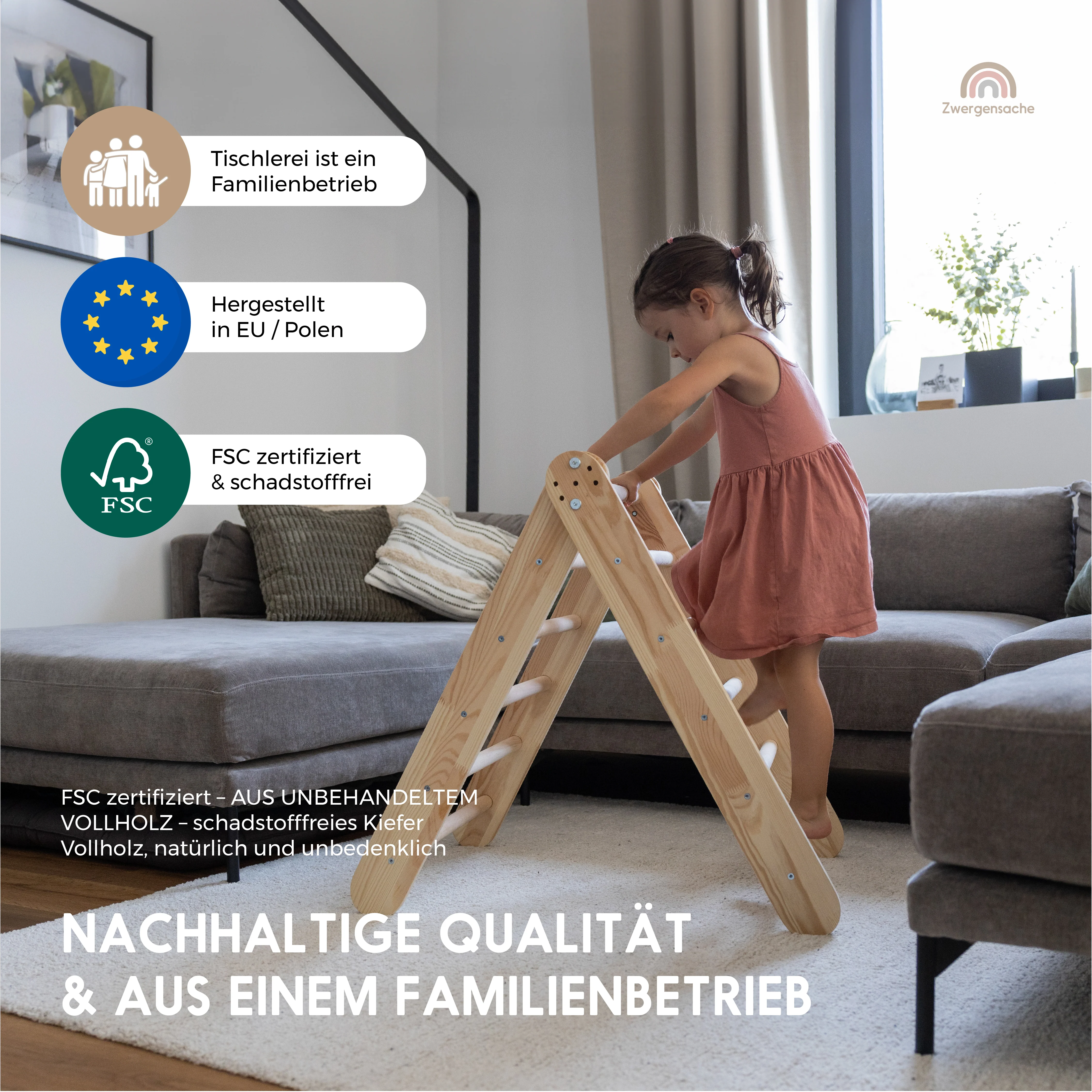 Triangle d'escalade en bois 2025 pour enfants. Type Pikler. Pour le développement moteur et cognitif des enfants de 6 mois à 6 ans.