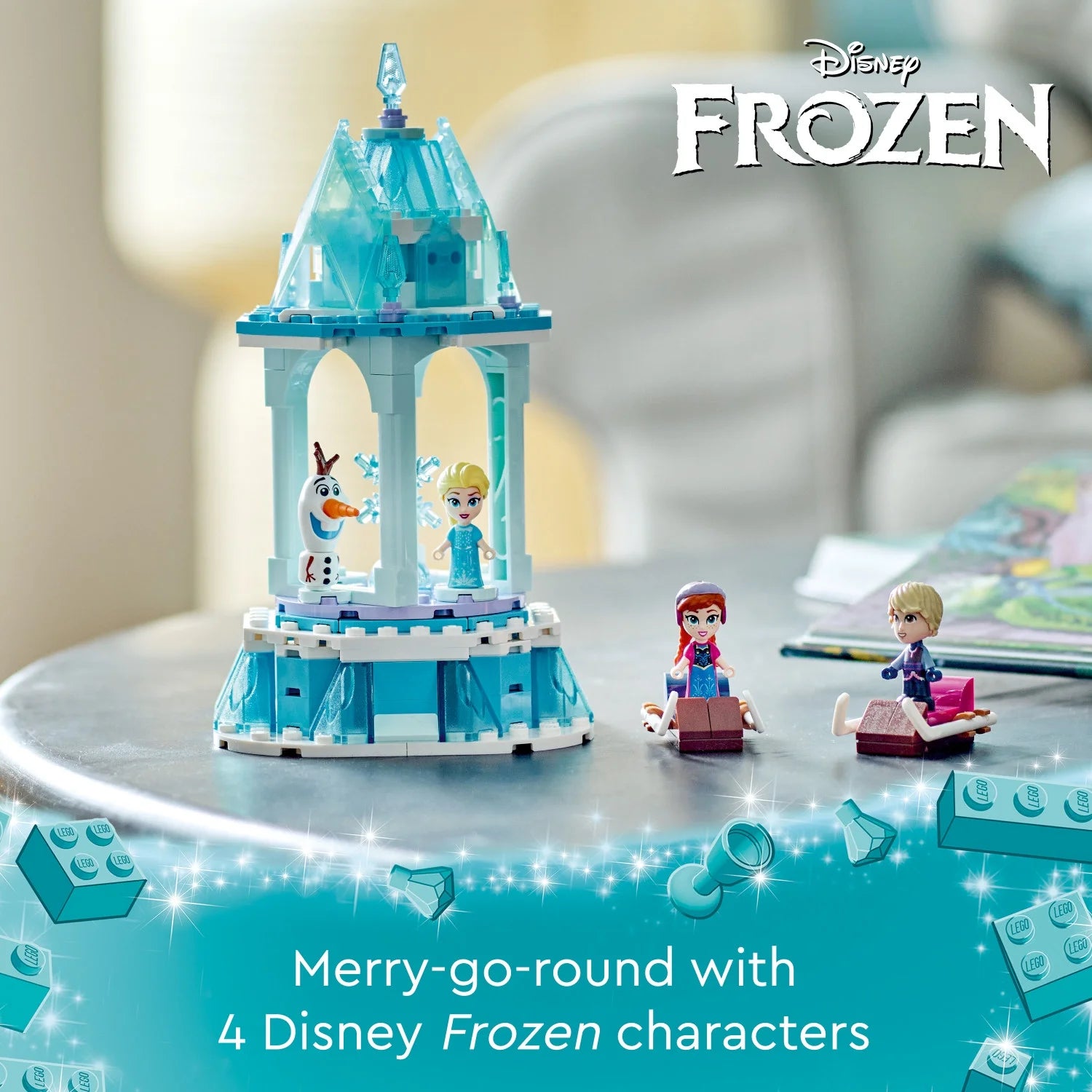 LEGO Disney Frost Anna og Elsas magiske karrusel 43218 | Ispaladsbyggesæt med Disney-prinsesser Elsa, Anna og Olaf | Fantastisk fødselsdagsgave til børn fra 6 år