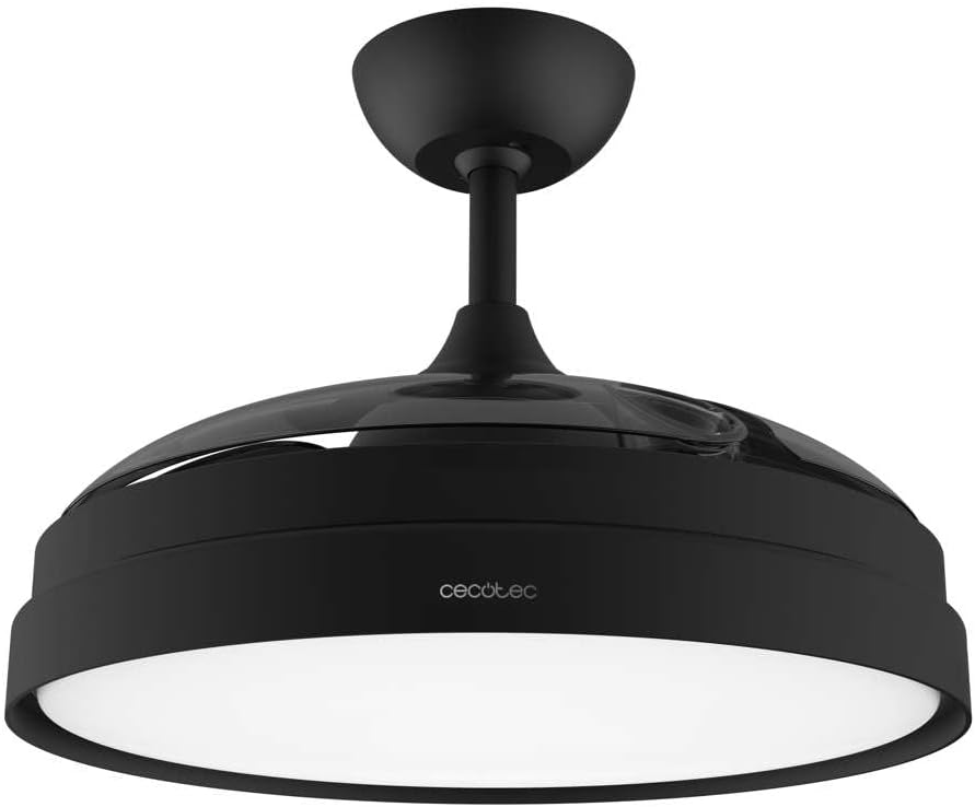 Ventilateur de plafond Cecotec à pales rétractables et lampe invisible EnergySilence Aero 4280 en acier, 40 W, diamètre 42 pouces (106 cm), minuterie, 3 tons lumineux, fonction été-hiver