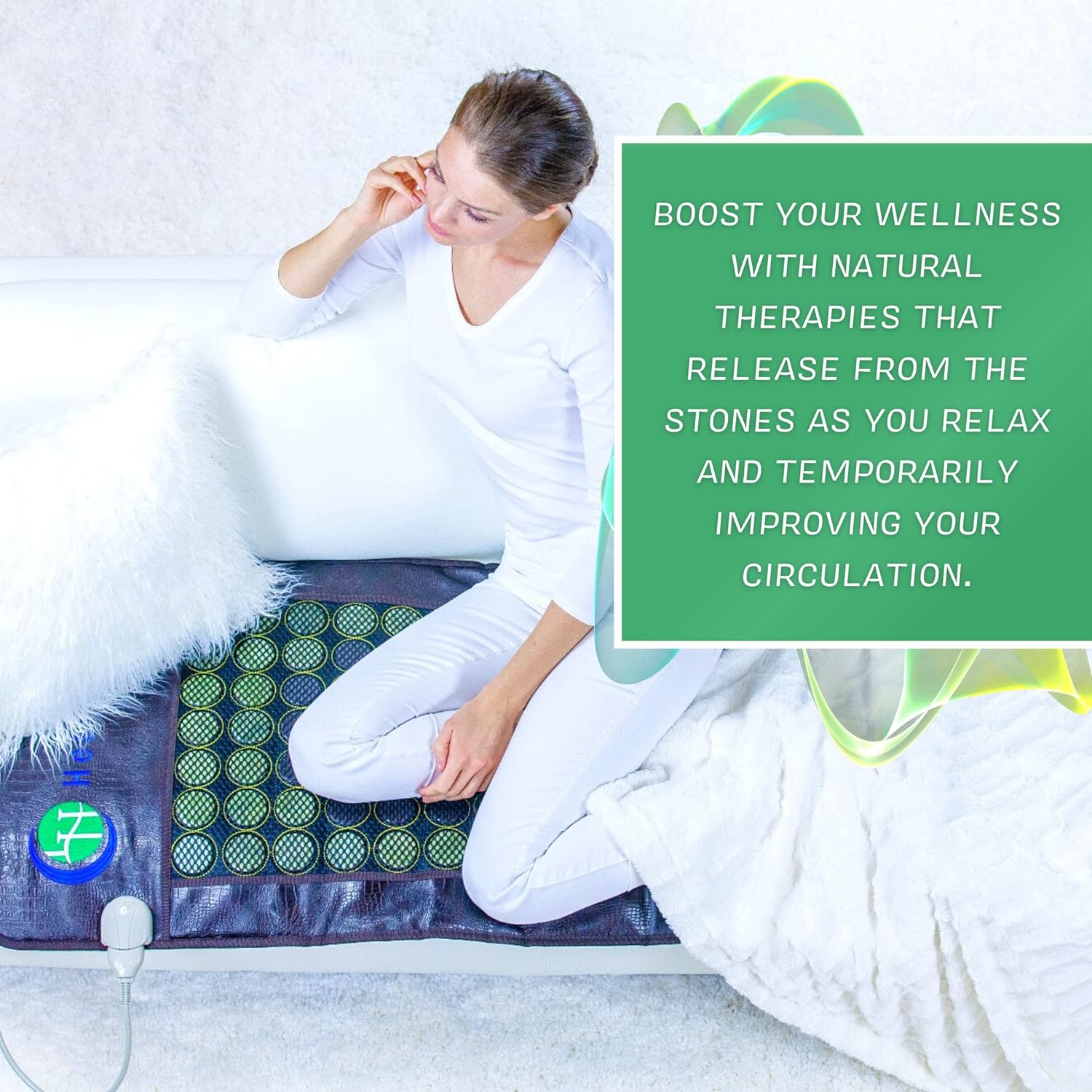 HealthyLine Ferninfrarot-Heizkissen – Jade- und Turmalin-Heißsteine ​​– Negative Ionen – Komplettes JT Mesh-Matten-Set 7224 Soft Light InfraMat Pro®