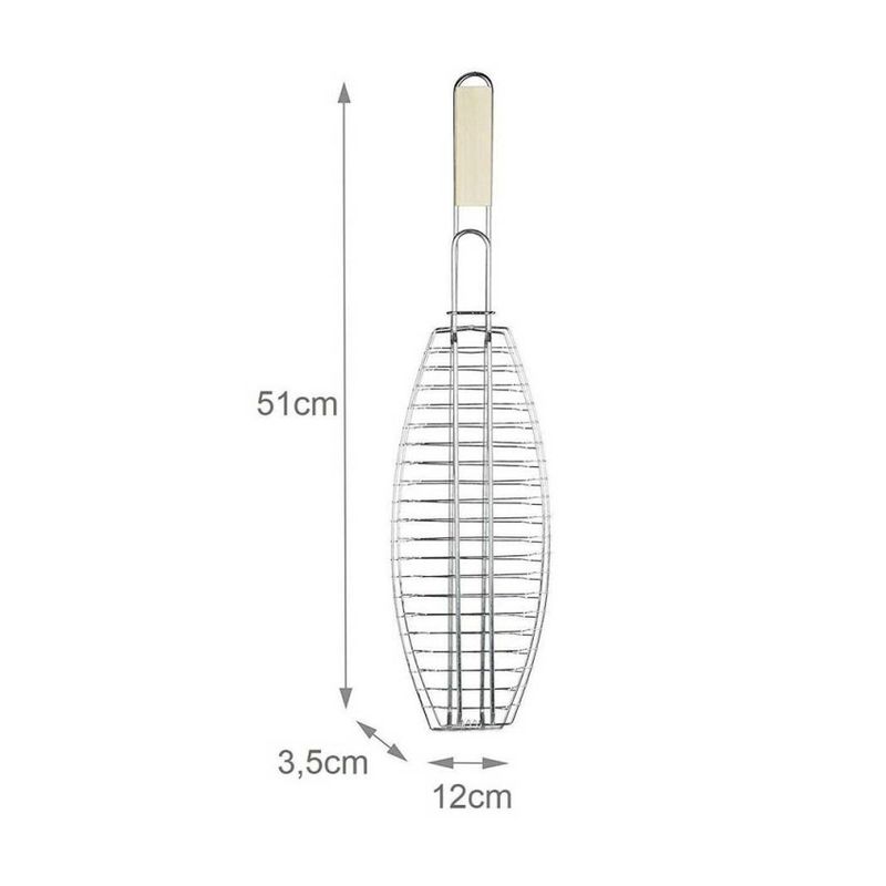 Fischgrill für Barbecue, 51 x 12 cm, Einzelgrill