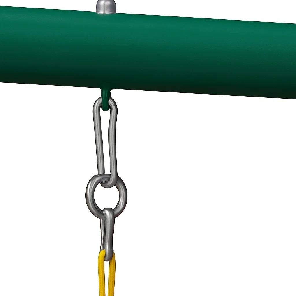 Balançoire pour enfants 295 x 185 x 195 cm, acier/plastique vert/jaune - QAjcwILW30Nx