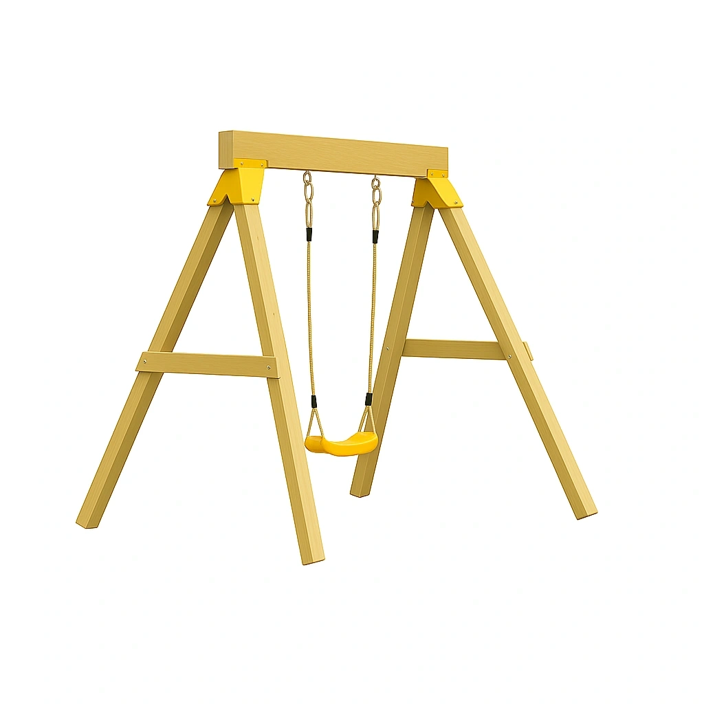 Balançoire de jardin, structure et assise en bois jaune, en bois massif, adaptée à un usage extérieur, 180 x 150 x 210 cm - BOSvBOC182Xs