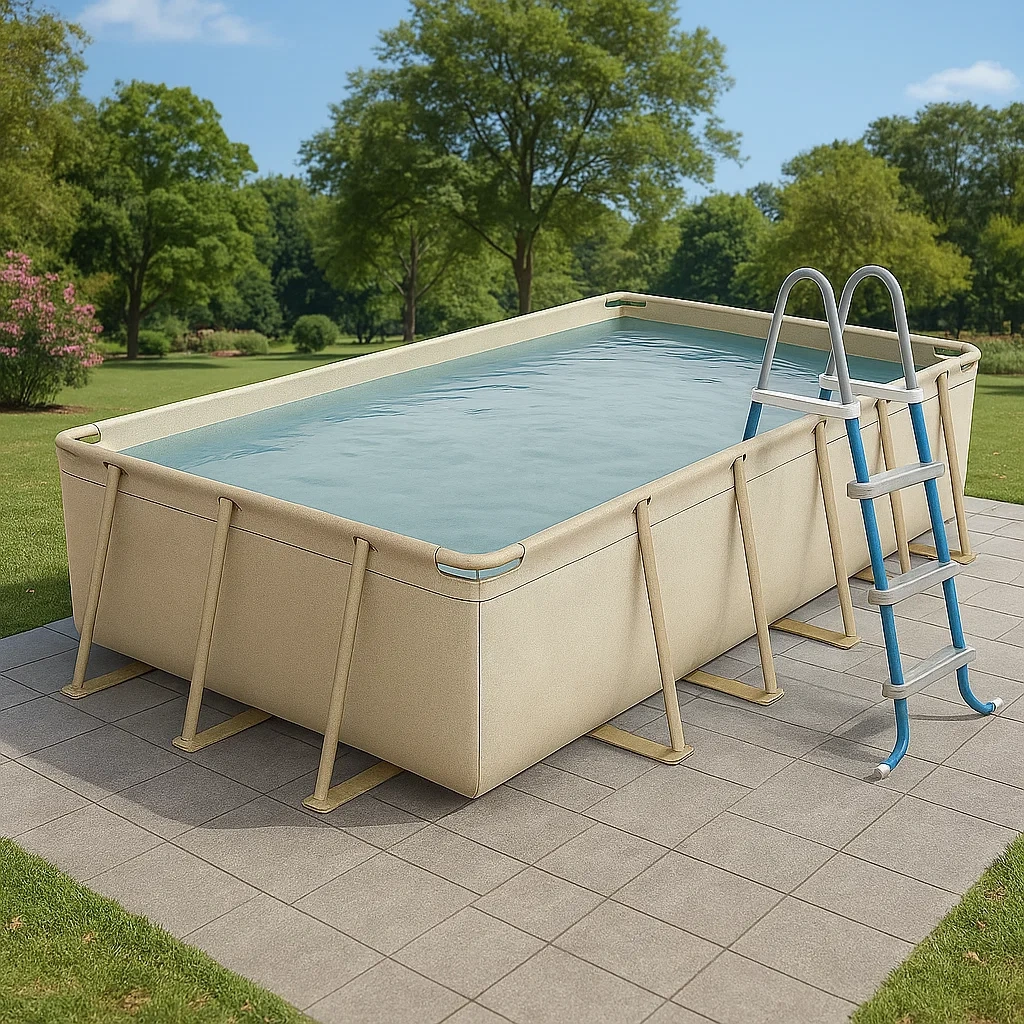 Piscine tubulaire rectangulaire 532 x 265 x 119 cm beige/blanche avec filtre et échelle VDcuSxw196nc
