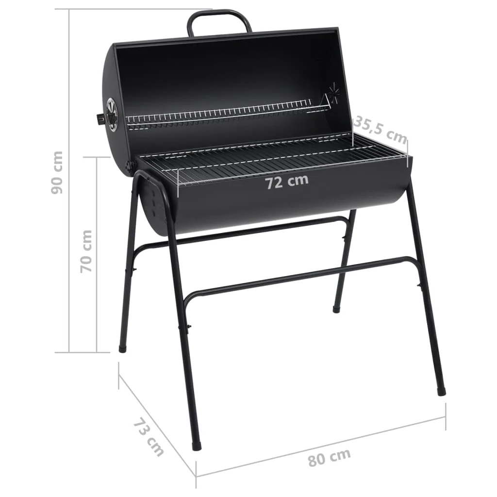 2025 Grill mit 2 schwarzen Grillrosten – Tragbarer Stahlgrill (80 x 95 x 90 cm)