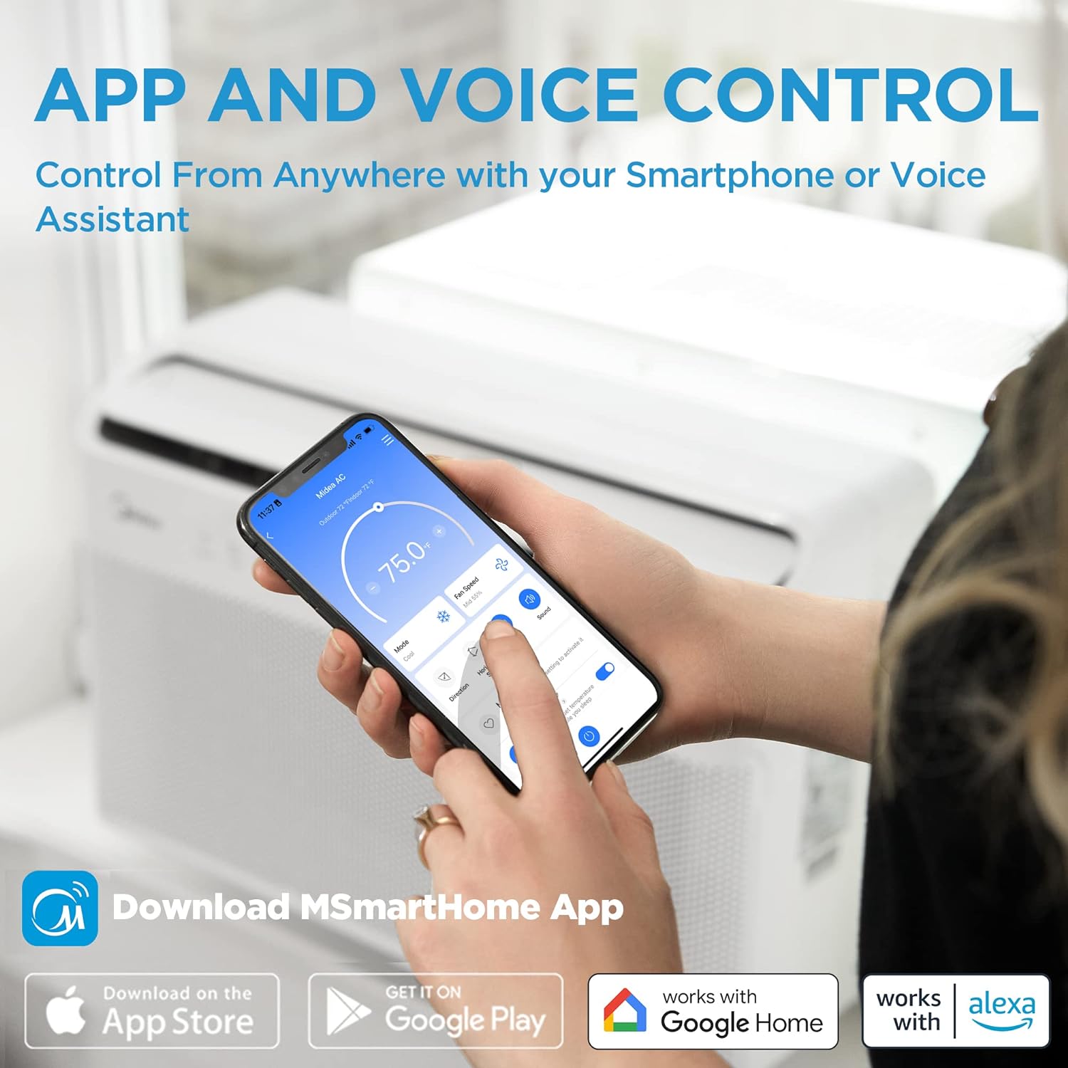 Midea 12.000 BTU Smart U-förmige Inverter-Fensterklimaanlage – Kühlt Räume bis zu 550 Quadratfuß, extrem leise mit flexibler Nutzung bei geöffnetem Fenster, kompatibel mit Alexa/Google Assistant, 35 % Energieeinsparung (Generalüberholt)