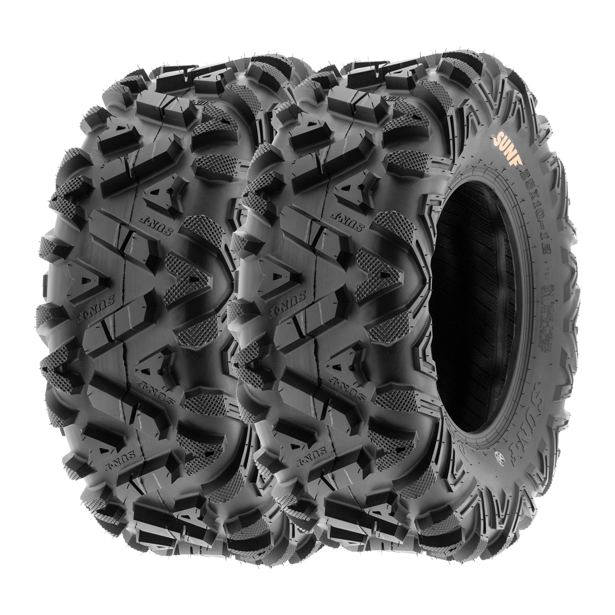 Pneus tout-terrain SunF 2025 pour VTT/SSV 25×8-12 et 25×10-12 (lot de 6) A033 | Ensemble complet de 4 pneus