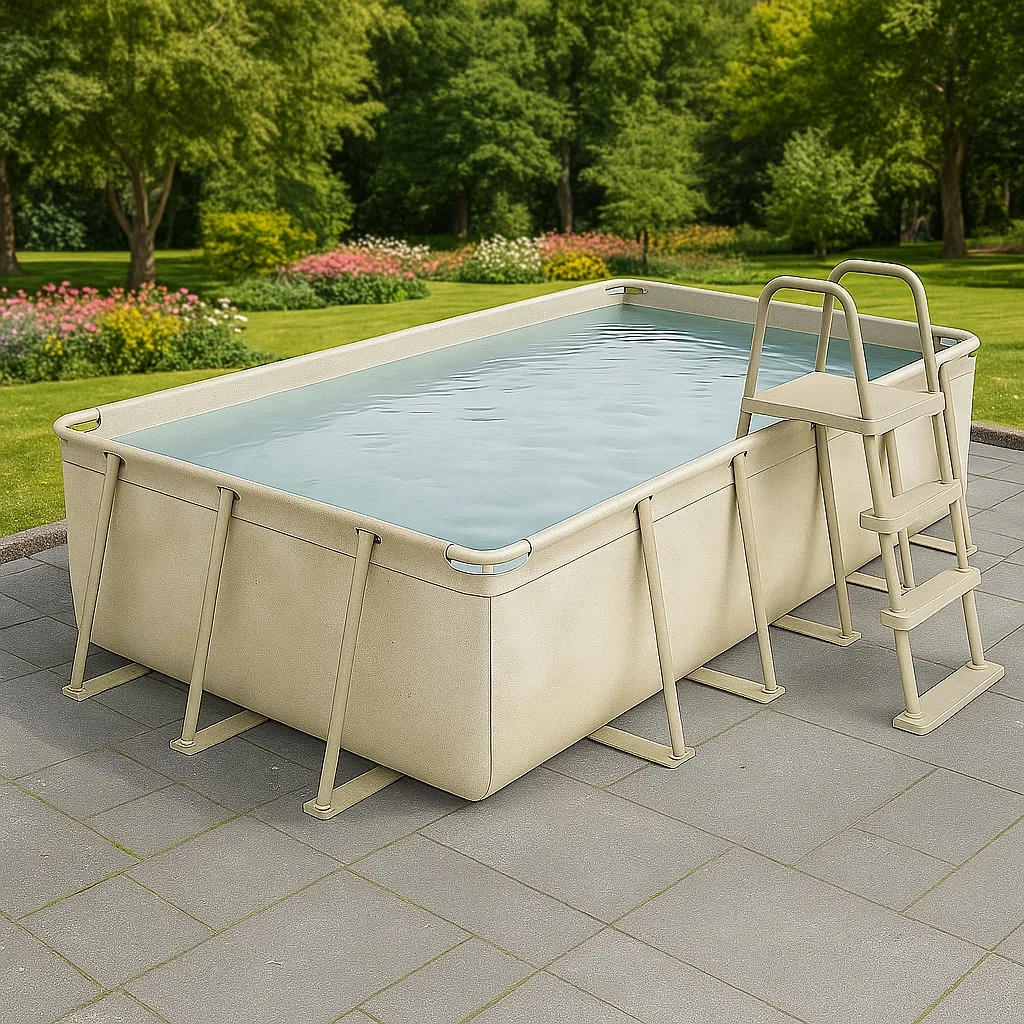 Piscine tubulaire rectangulaire 532 x 265 x 119 cm, beige/blanc, avec filtre et échelle fvJuouA197RS
