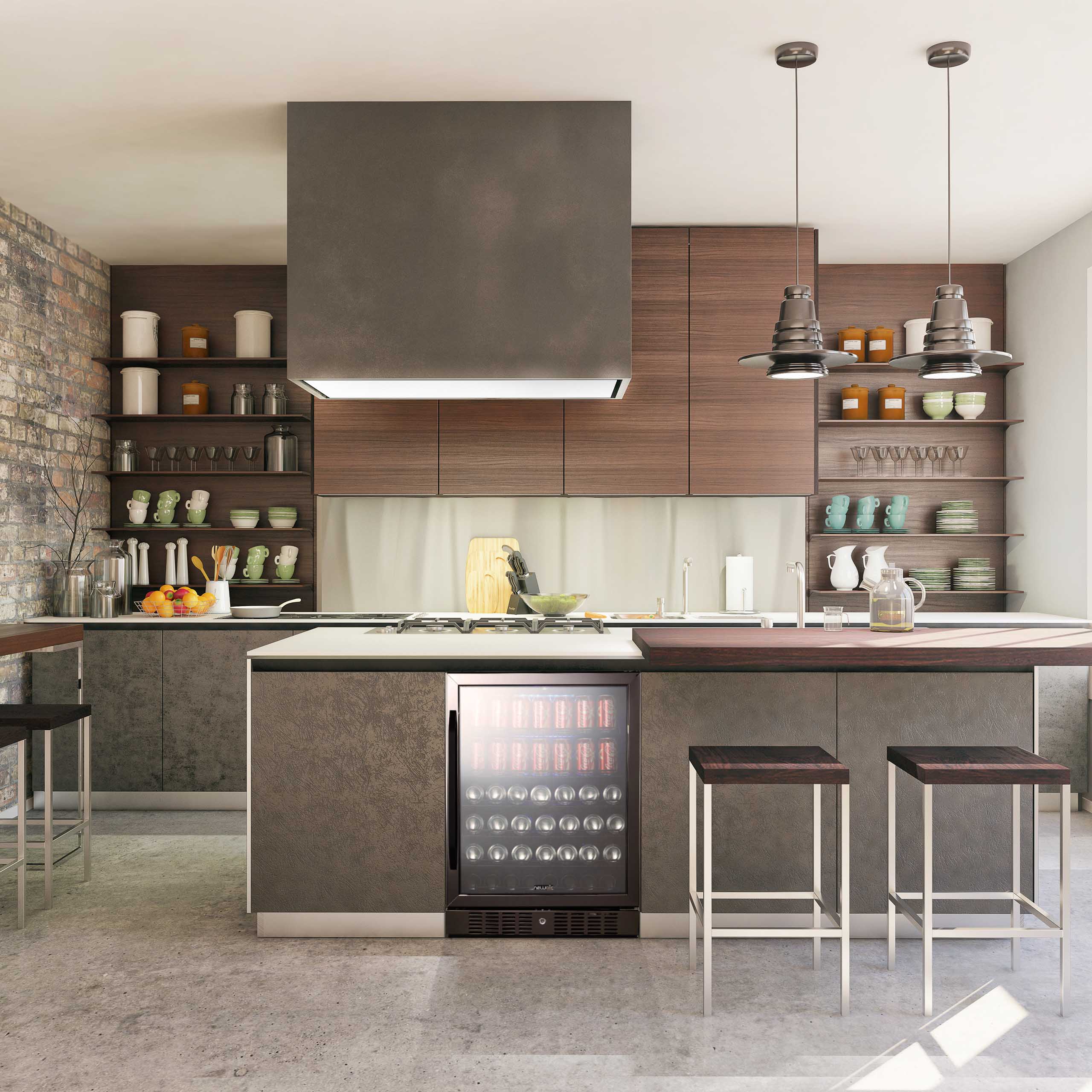 Newair® Einbaukühlschrank (2025) mit 177 Dosen Fassungsvermögen – 24 Zoll – Schwarzer Edelstahl