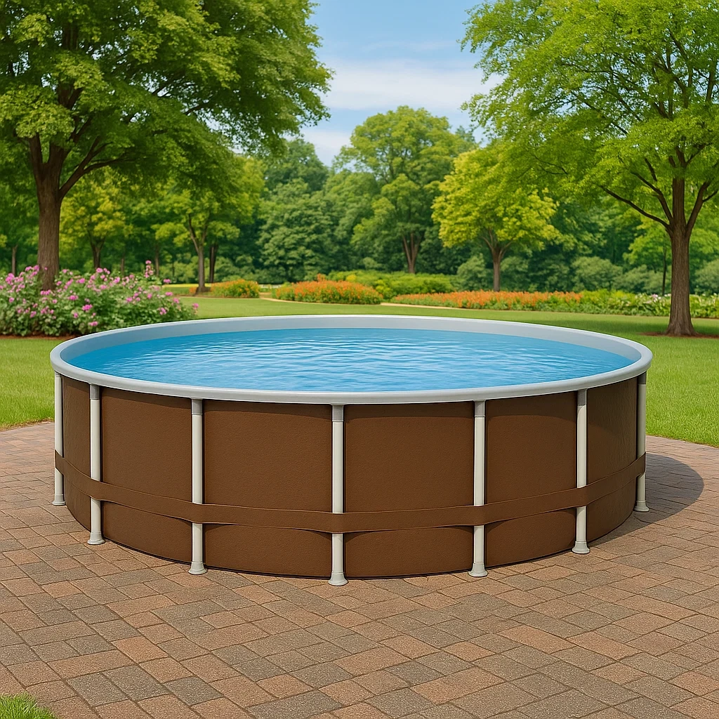 Piscine tubulaire ronde amovible en acier, 358 x 98 cm, couleur marron, avec filtre et échelle izHvwiE268nY