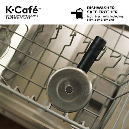 Keurig K-Cafe Einzelportions-Kaffeemaschine für Kaffee, Latte Macchiato und Cappuccino, inklusive Milchaufschäumer, spülmaschinenfest, Fassungsvermögen für mehrere Portionen, kompatibel mit allen K-Cup-Kapseln, Farbe: Dunkelgrau