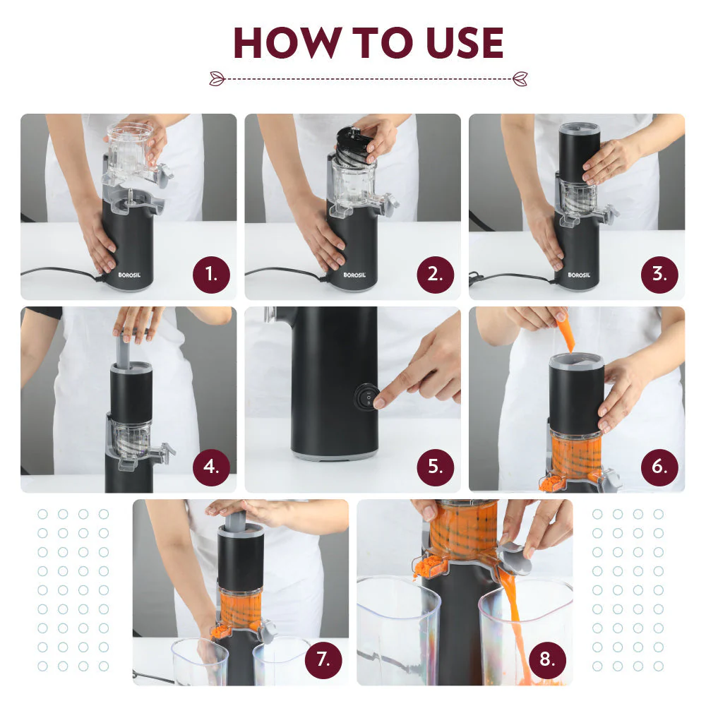 2025 Borosil Easy Juice Koldpresser Slowjuicer