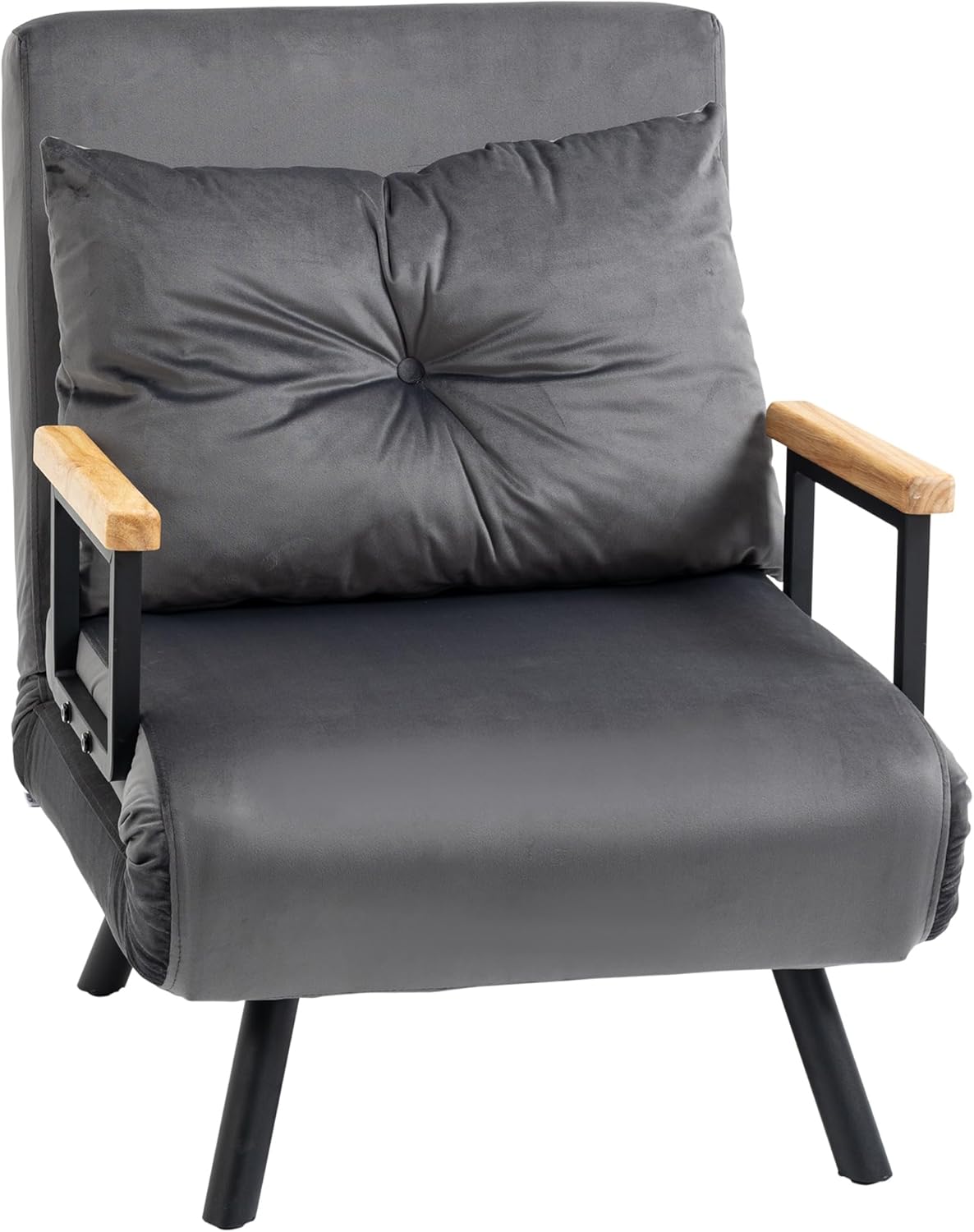 HOMCOM Schlafsofa, 2-Sitzer, Klappsofa, Samtbezug, 5-fach verstellbare Rückenlehne und gepolsterte Kissen, für Büro, Schlafzimmer, Wohnzimmer, 102 x 73 x 81 cm, Beige