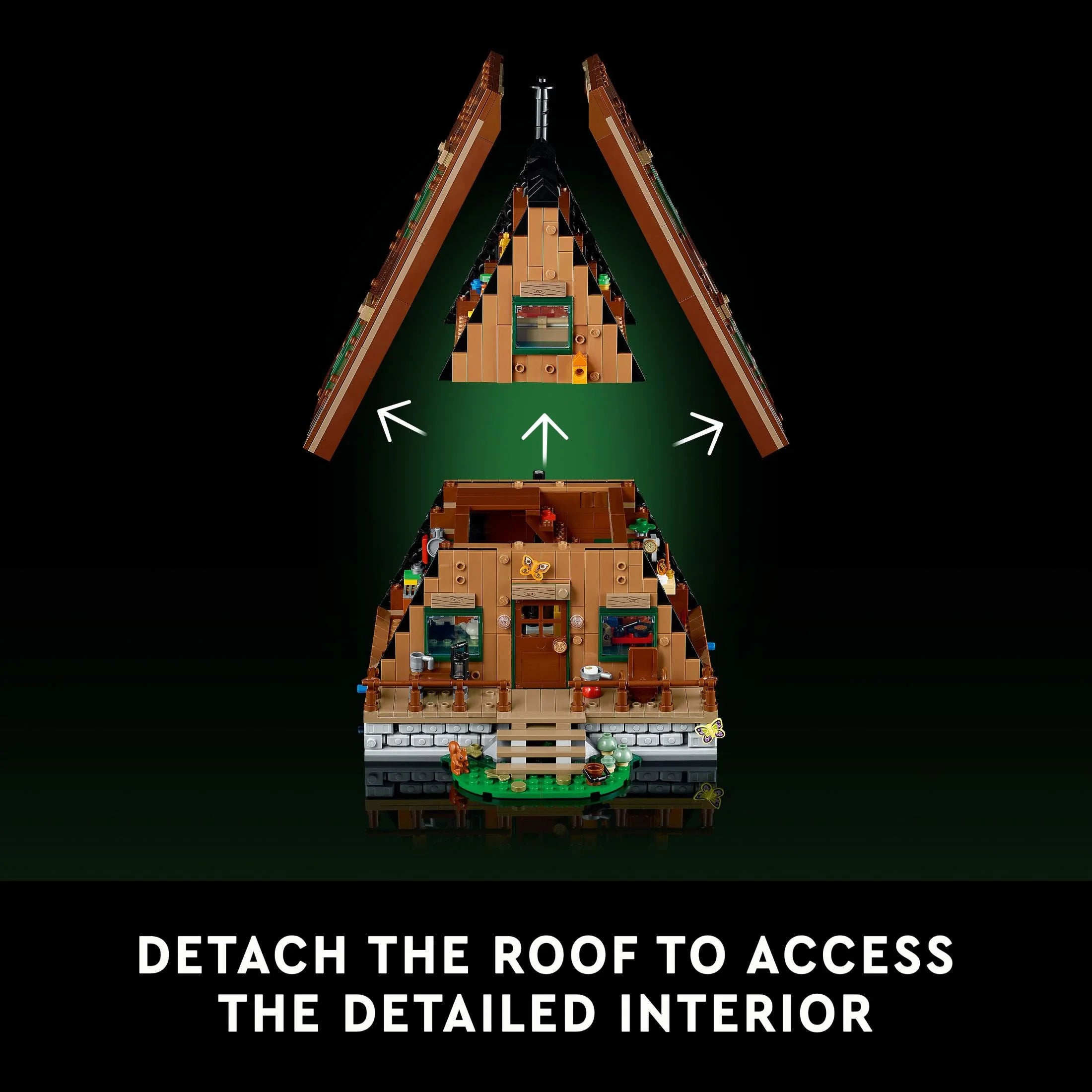 LEGO Ideas A-Frame-Hütte 21338 – Sammler-Ausstellungsset, Bausatz für Erwachsene, Geschenk für Natur- und Architekturliebhaber, enthält 4 individuell gestaltbare Minifiguren und 11 Tierfiguren