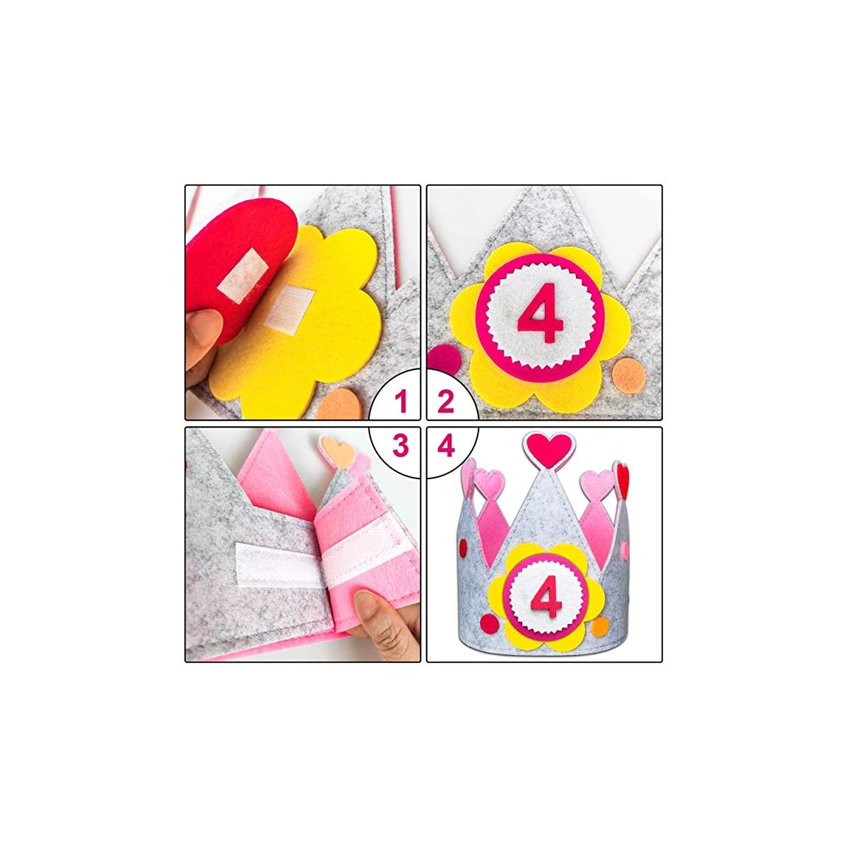 Lyserød fødselsdagskrone med udskiftelige tal - Børnespil og legetøj