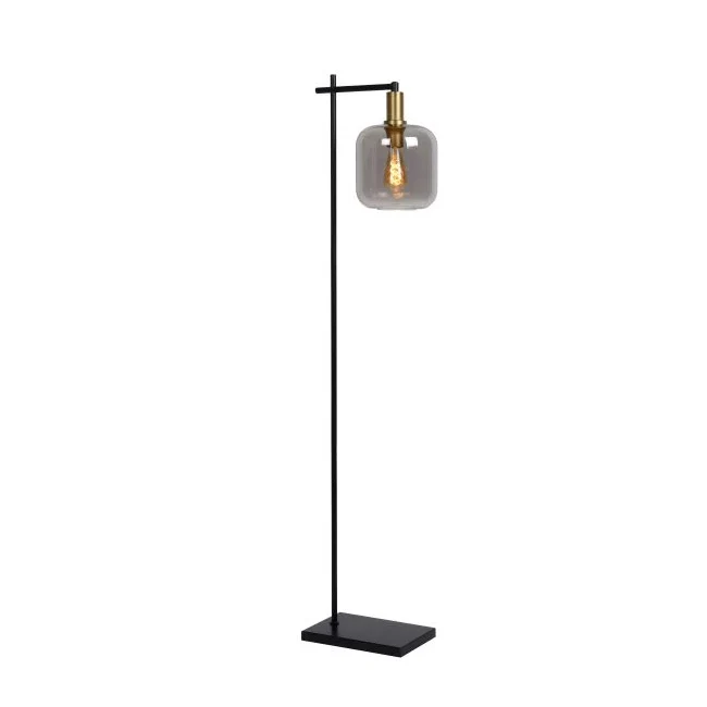 2025 Gulvlampe i stål og sort røget glas. Lang fod 31x150 cm E27 - LULP0068