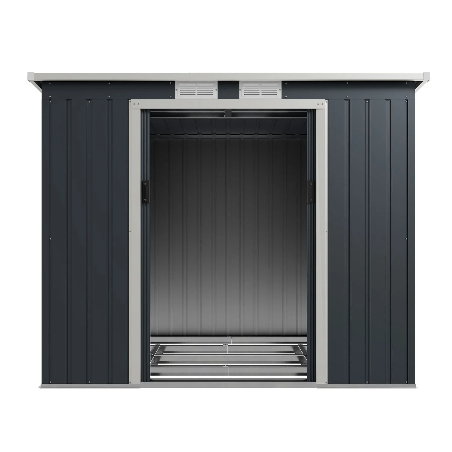 Abri de jardin en métal vert foncé 2025, modèle M avec toit incliné