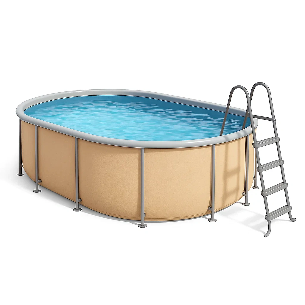 Piscine tubulaire ovale amovible 418 x 243 x 98 cm beige/bleu compatible sBTOCnP122hB