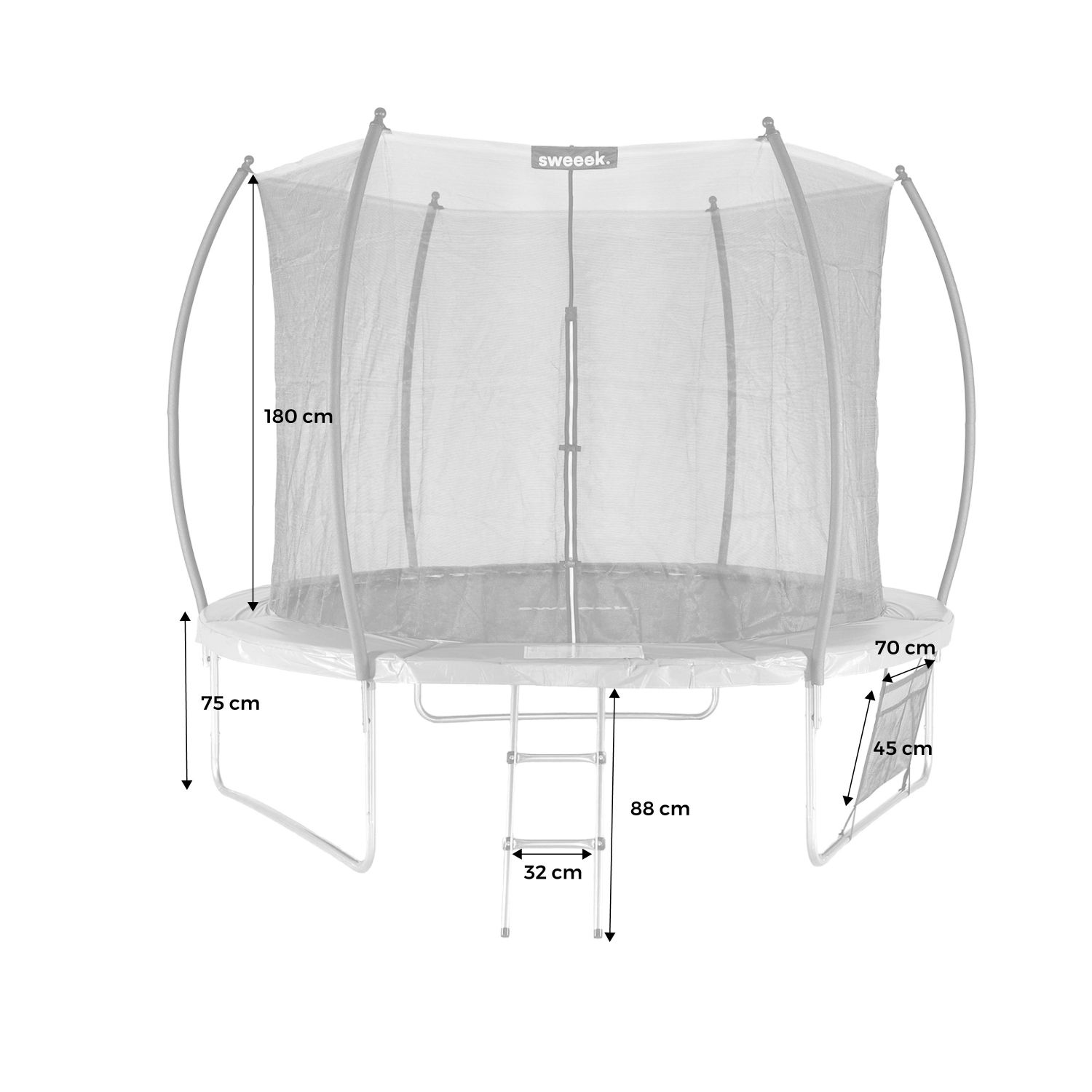 305 cm Trampolin mit Innennetz und Zubehörset, Grau