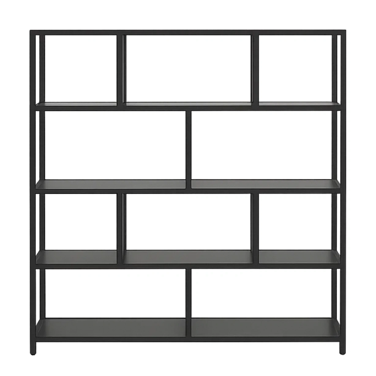 Bibliothèque métallique, 4 étagères, structure en fer, noire, pour bureau ou salon, fixation murale, 120 x 30 x 150 cm - zSOVwDnlgubK