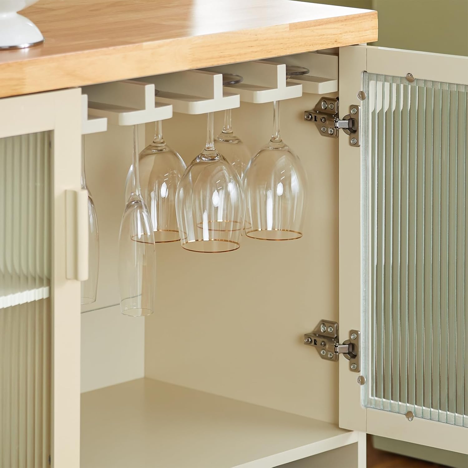 SoBuy FSB81-GR Küchenbuffet mit Mikrowellenfunktion für Esszimmer, Eingangsbereich und Wohnzimmer, mit 2 Türen, 2 Schubladen und 1 offenem Fach, Grün, 120 x 40 x 90 cm, EN