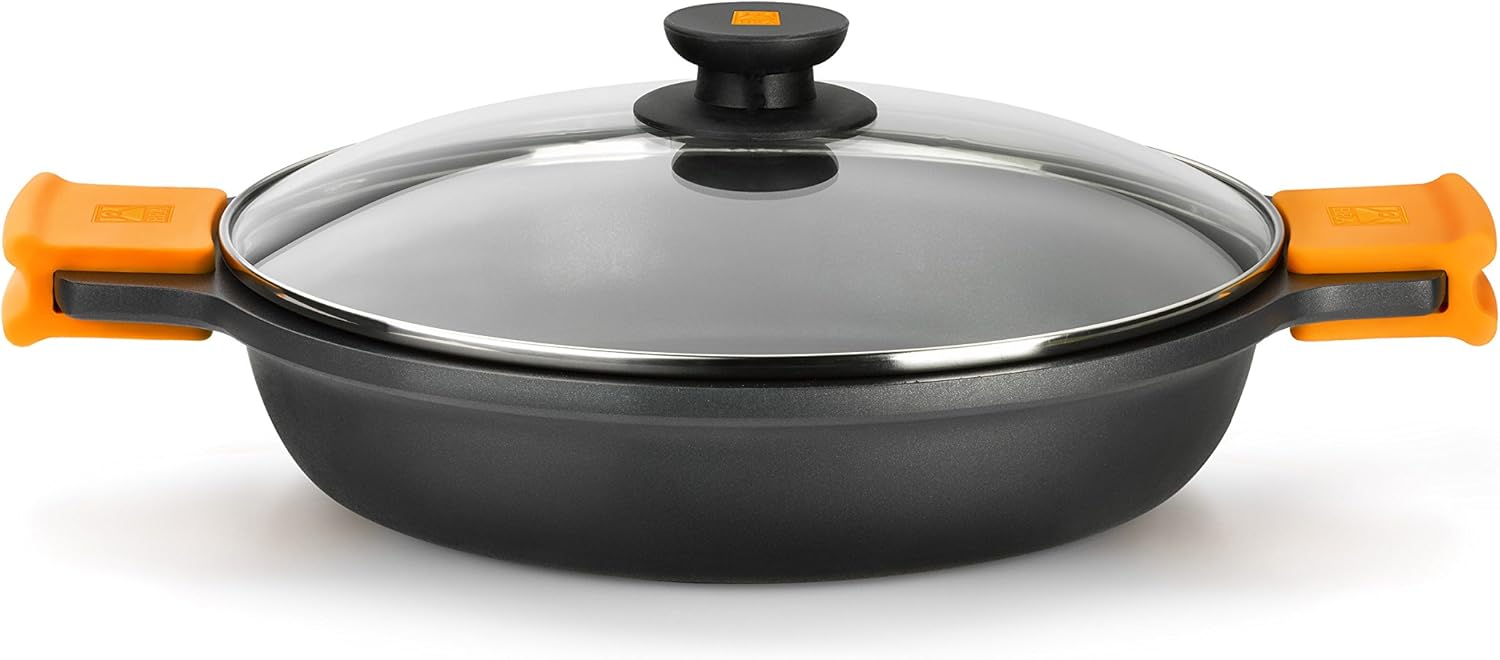 BRA Effizientes 9-teiliges Antihaft-Kochgeschirr-Set aus Aluminiumguss, geeignet für alle Herdarten und Induktion (Besteht aus 4 Töpfen und 1 Topf + 4 Deckeln)