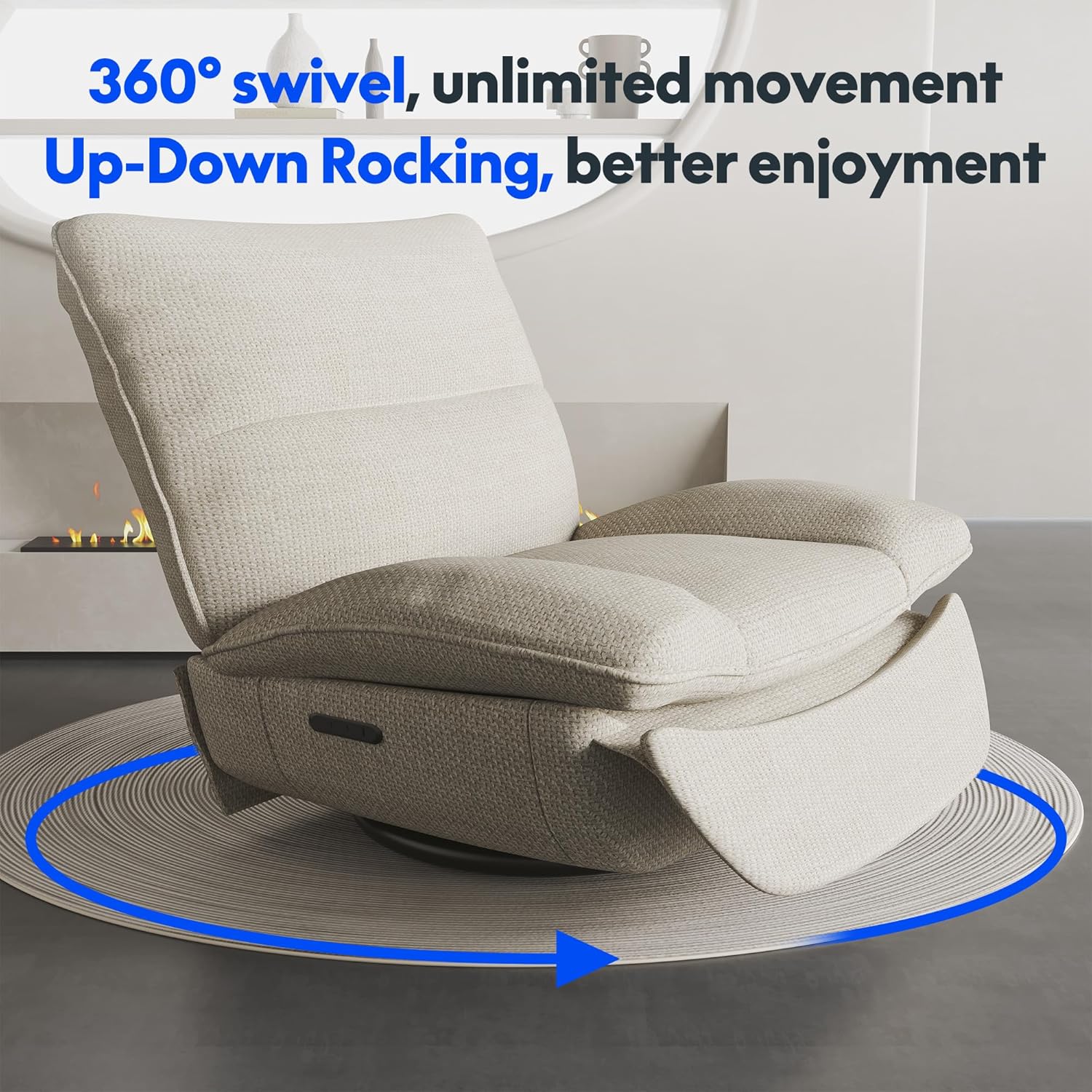 FLEXISPOT XC6 Relaxsessel, Drehsofa mit Wippfunktion, TV-Sessel mit verstellbarer Rückenlehne, Liegesessel für Schlafzimmer, Wohnzimmer und Heimkino (Beige)