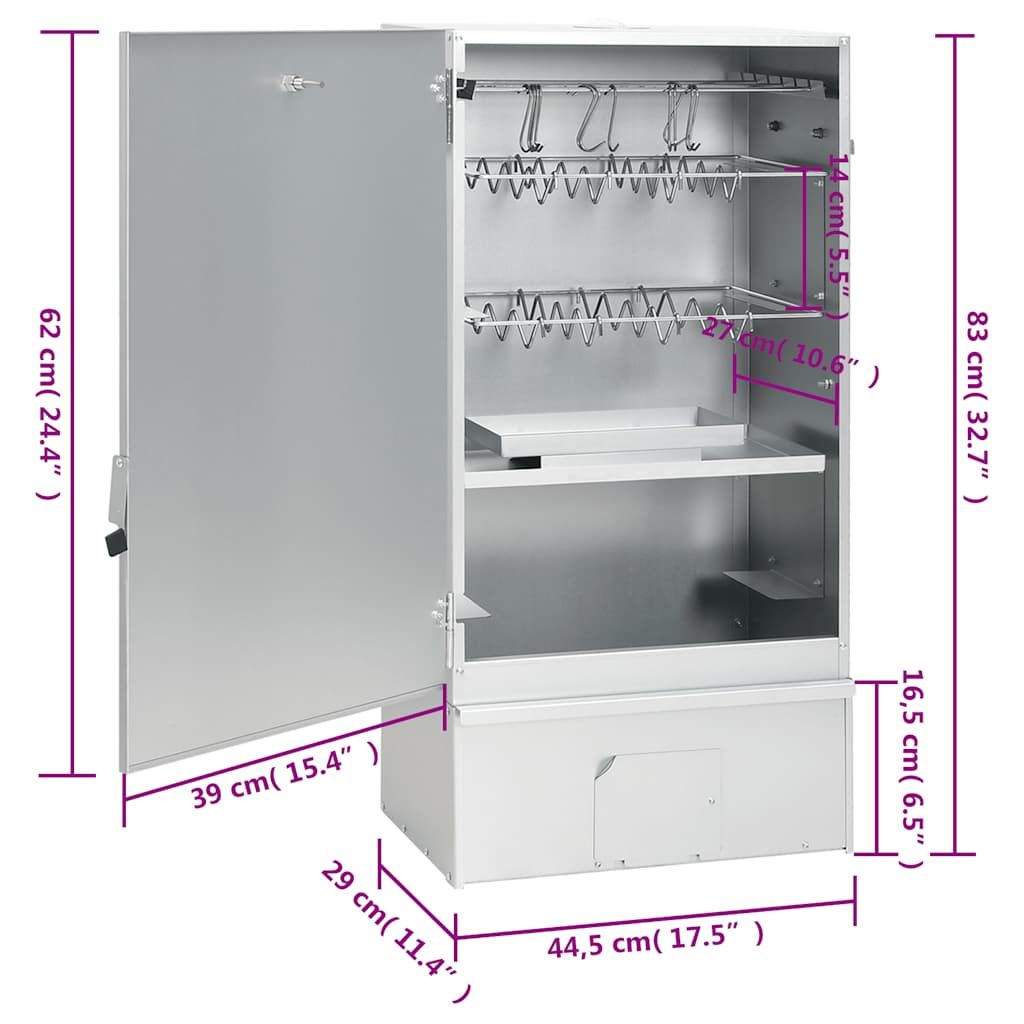 Four fumoir pour barbecue Vidaxl avec générateur de fumée froide en acier galvanisé