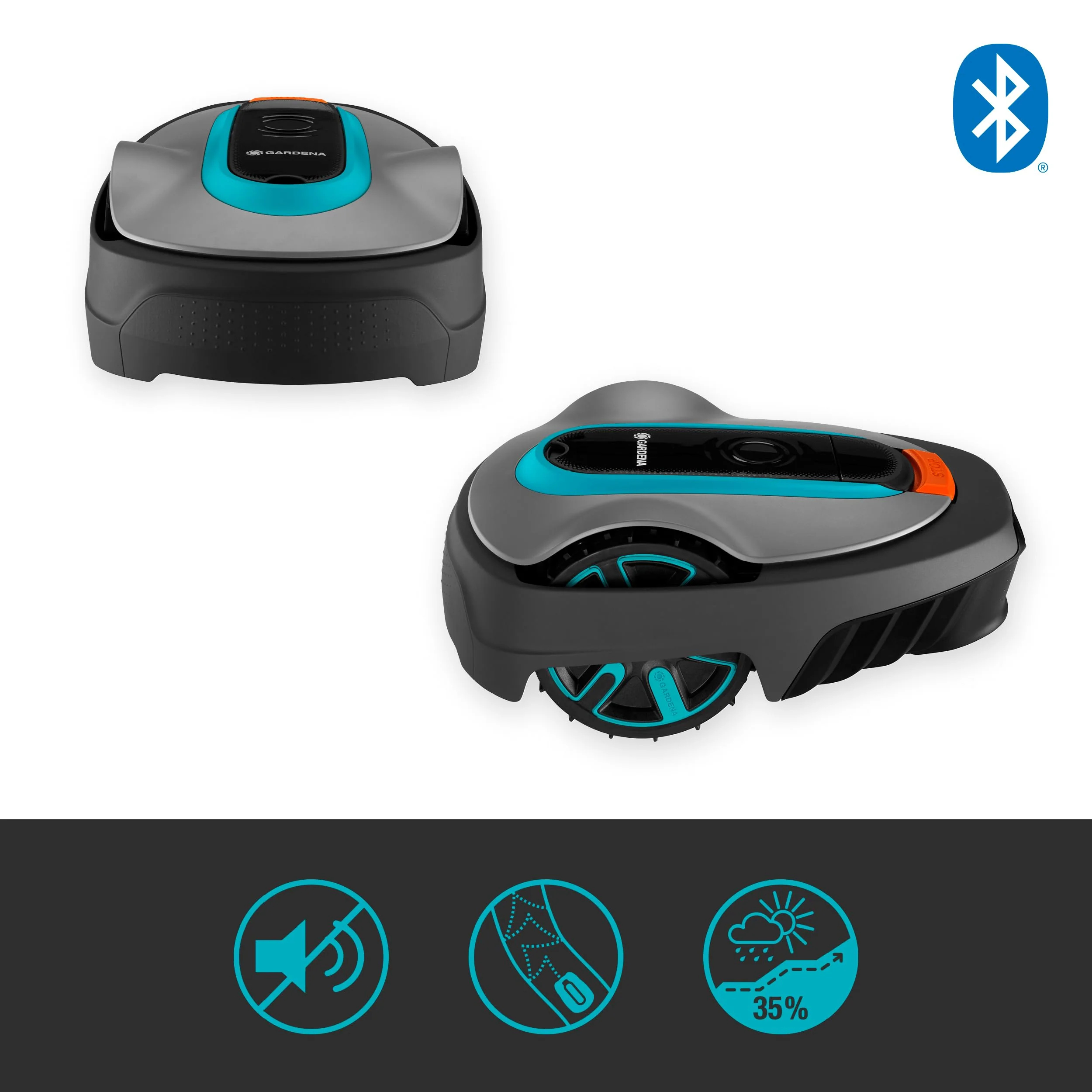 Gardena SILENO Mähroboter (ab 2025), Mindestgröße 350 m²: Intelligenter Rasenmäher mit optimaler Konnektivität. Programmierbar über die Gardena Bluetooth-App (15208-47).