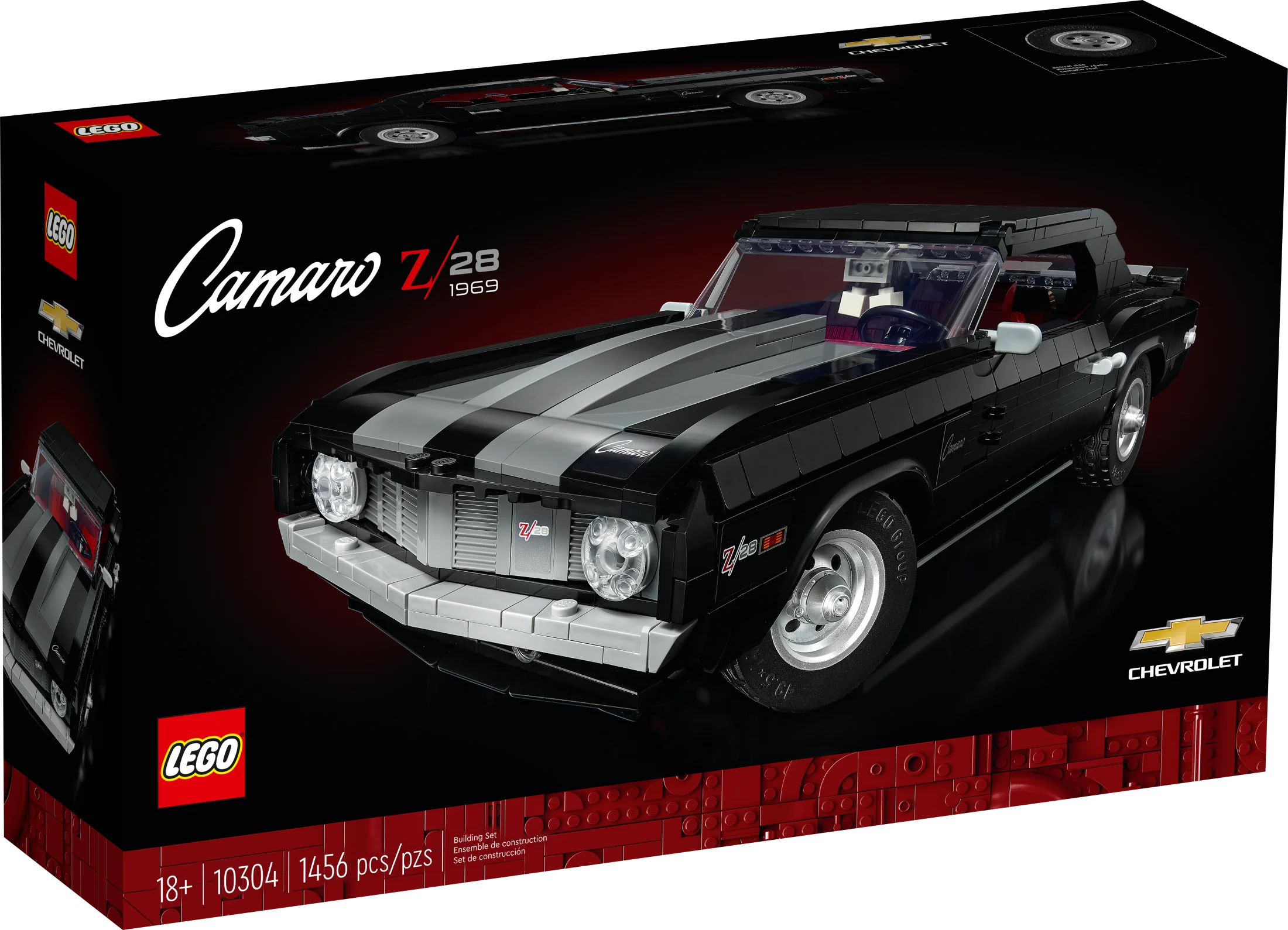 LEGO Icons Chevrolet Camaro Z28 10304 – Tilpasseligt klassisk bilbyggesæt til voksne, amerikansk vintage sportsvogn, god gaveidé