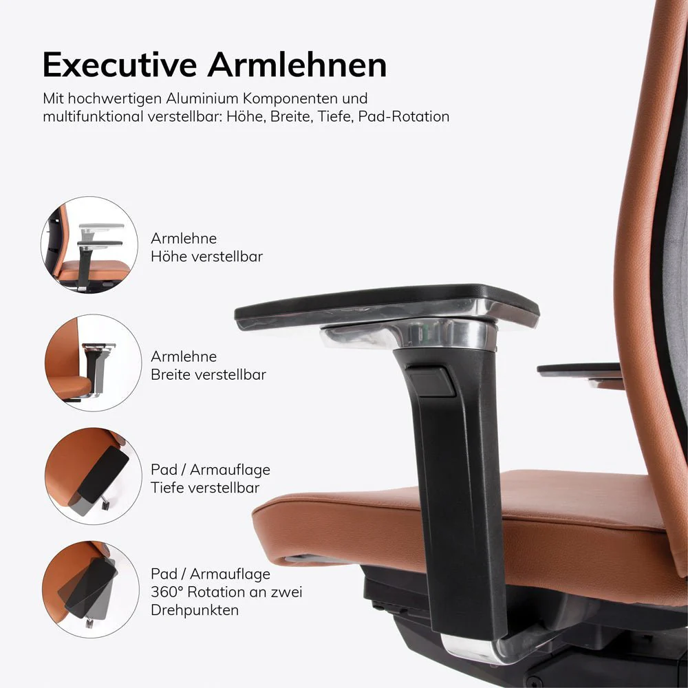 2025 Matrix MT14 Ergonomischer Chefsessel aus Echtleder – DER CHEFSESSEL für komfortables Arbeiten – Hergestellt in Deutschland – 30 Jahre Garantie