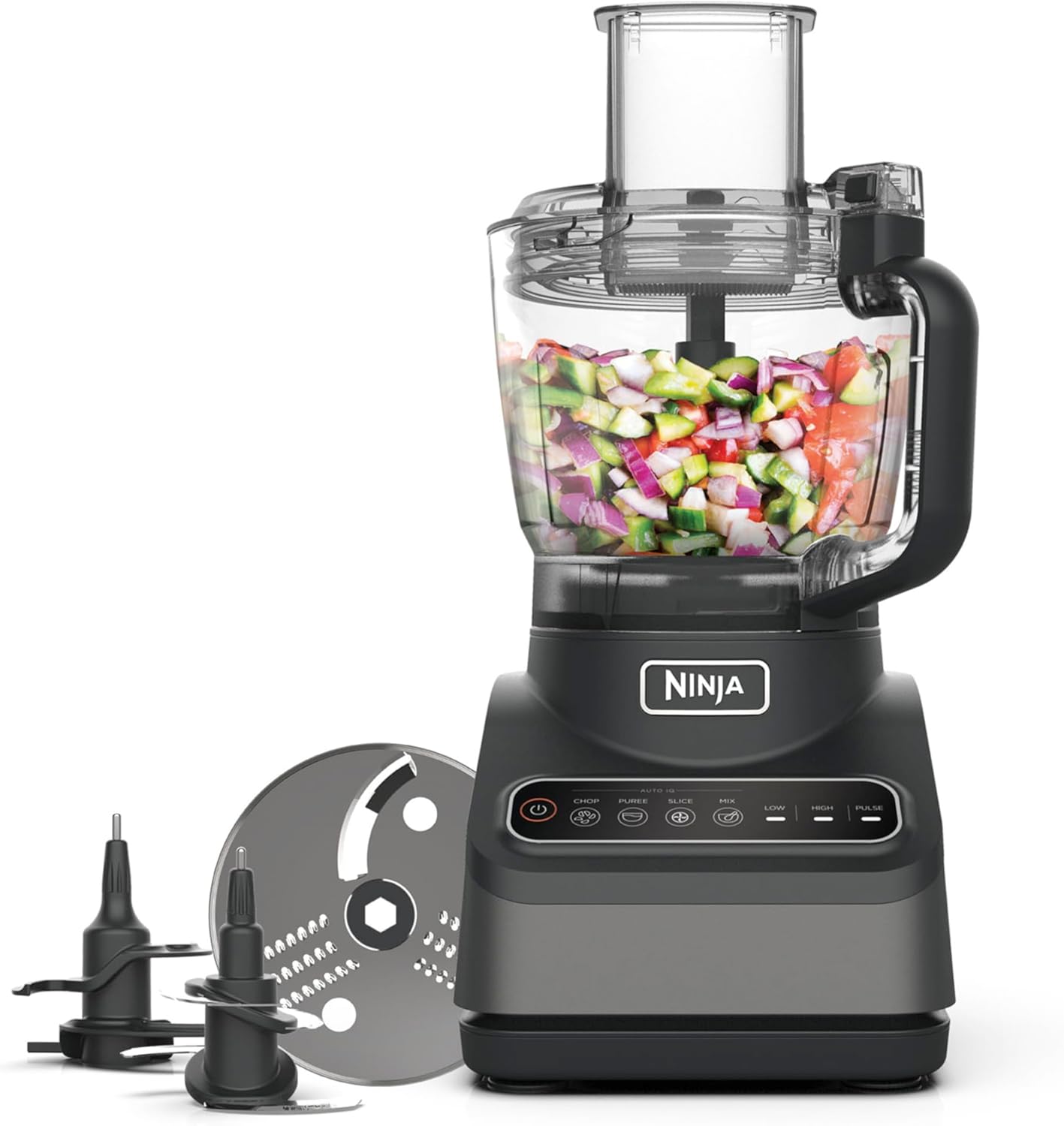 Ninja BN750EU 2-i-1 blender – 1200W, 3 automatiske programmer, 4 manuelle indstillinger, Auto-iQ-teknologi, 2,1 l kande og 700 ml bægerglas, dele der tåler opvaskemaskine – sort/sølv