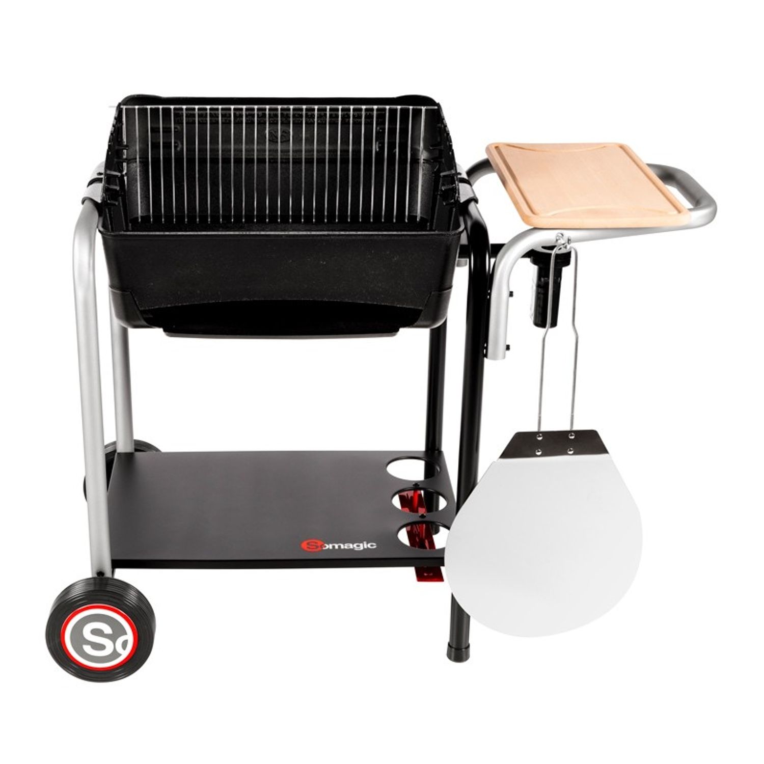 Römischer Holzkohlegrill mit Pizza-Zubereitung