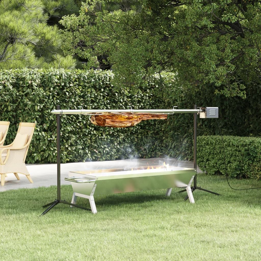Automatisk grill med motor, rustfrit stål, 150x46,5x82,5 cm, Vidaxl