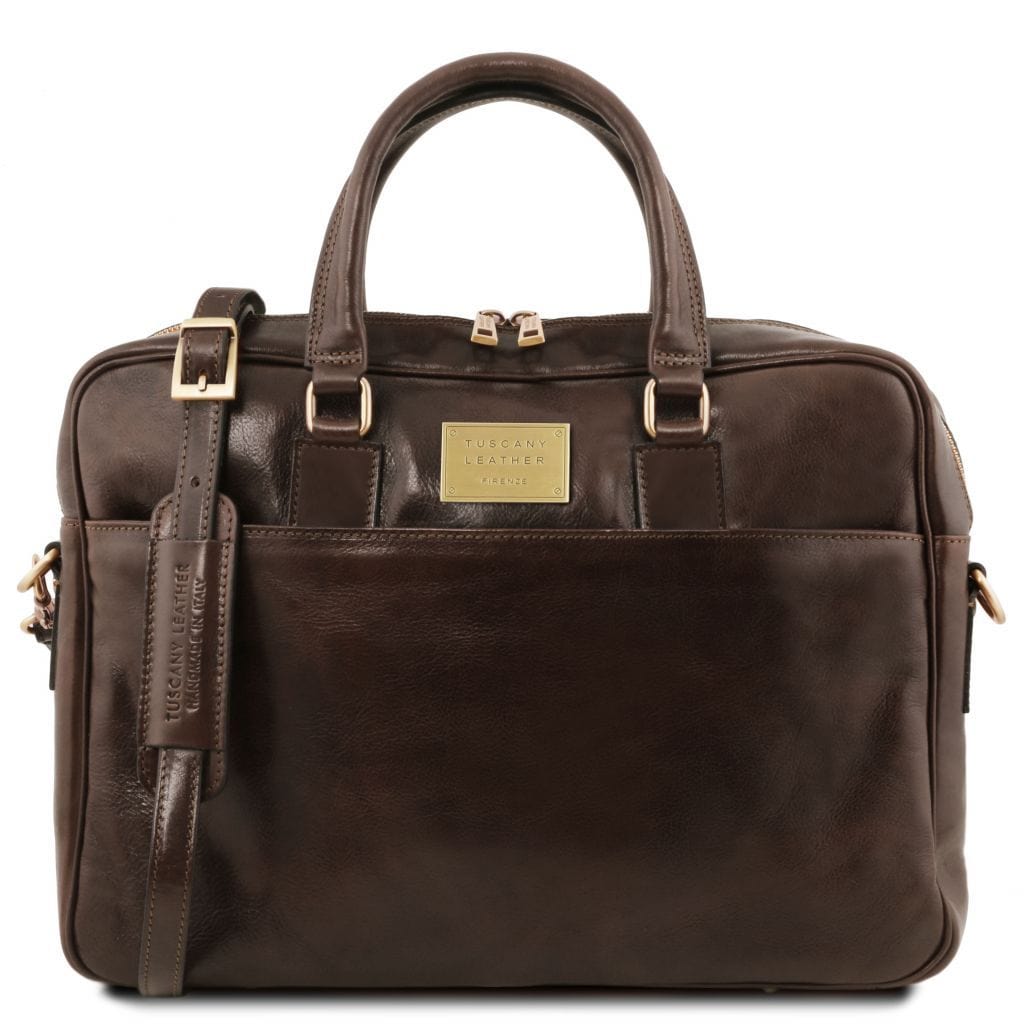 Urbino - Leather laptop briefcase - 2 compartments with front pocket | TL141894