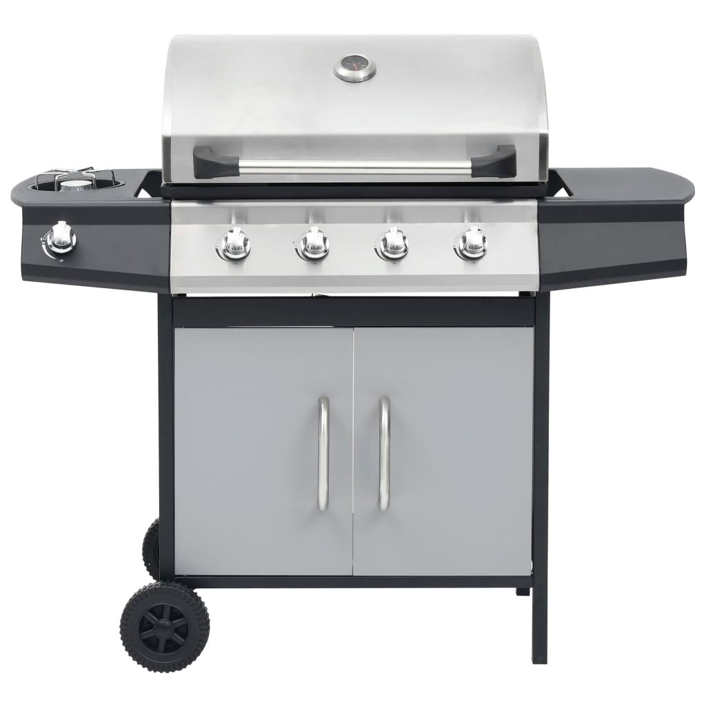 Vidaxl Gasgrill mit 4+1 Brennern, Schwarz und Silber