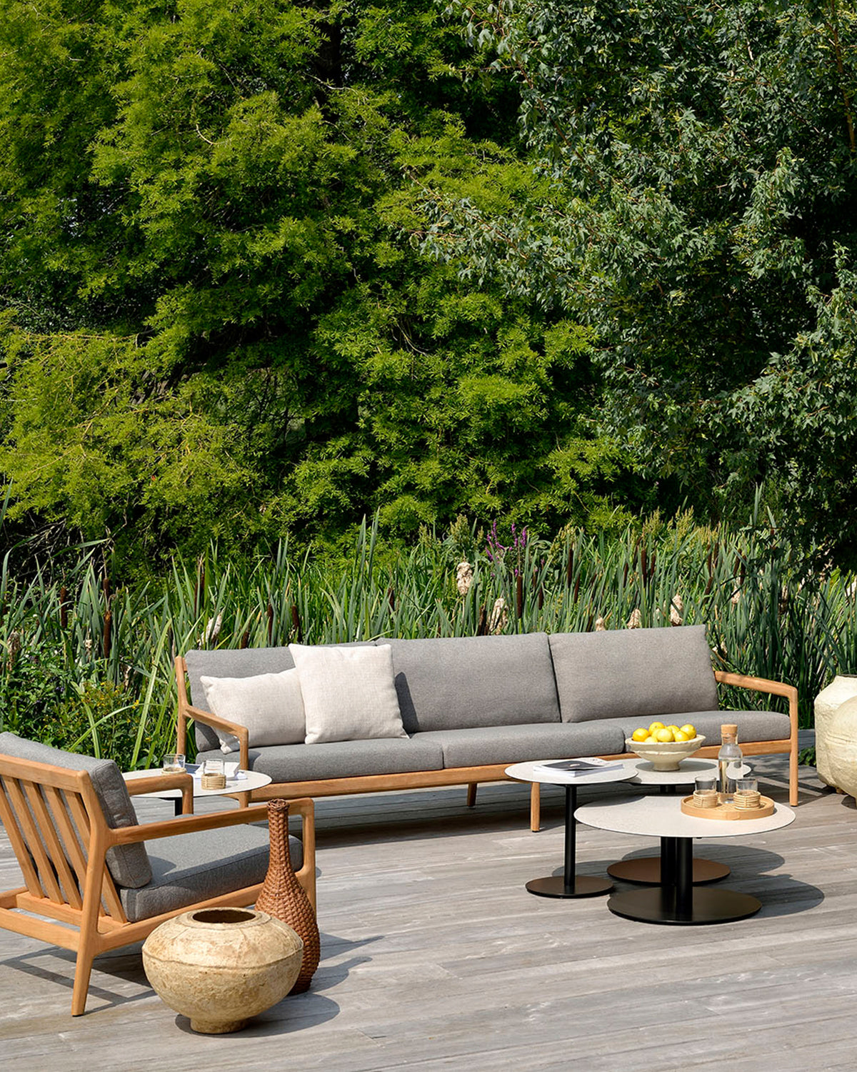 Sofá de exterior Jack de 3 plazas - Teca con moca