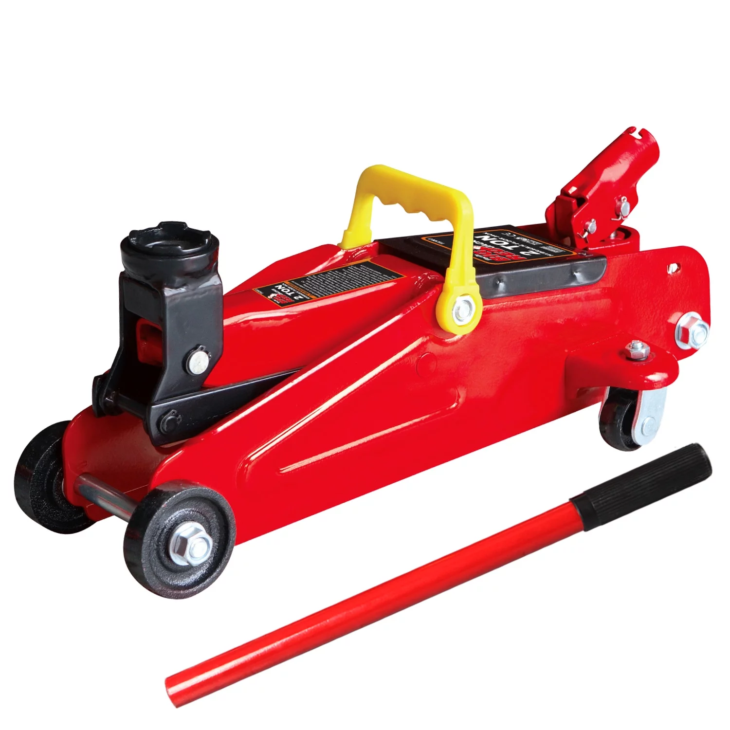 Cric hydraulique BIG RED de 2 tonnes avec 2 vérins et chariot roulant. Couleur rouge. Modèle W8200.