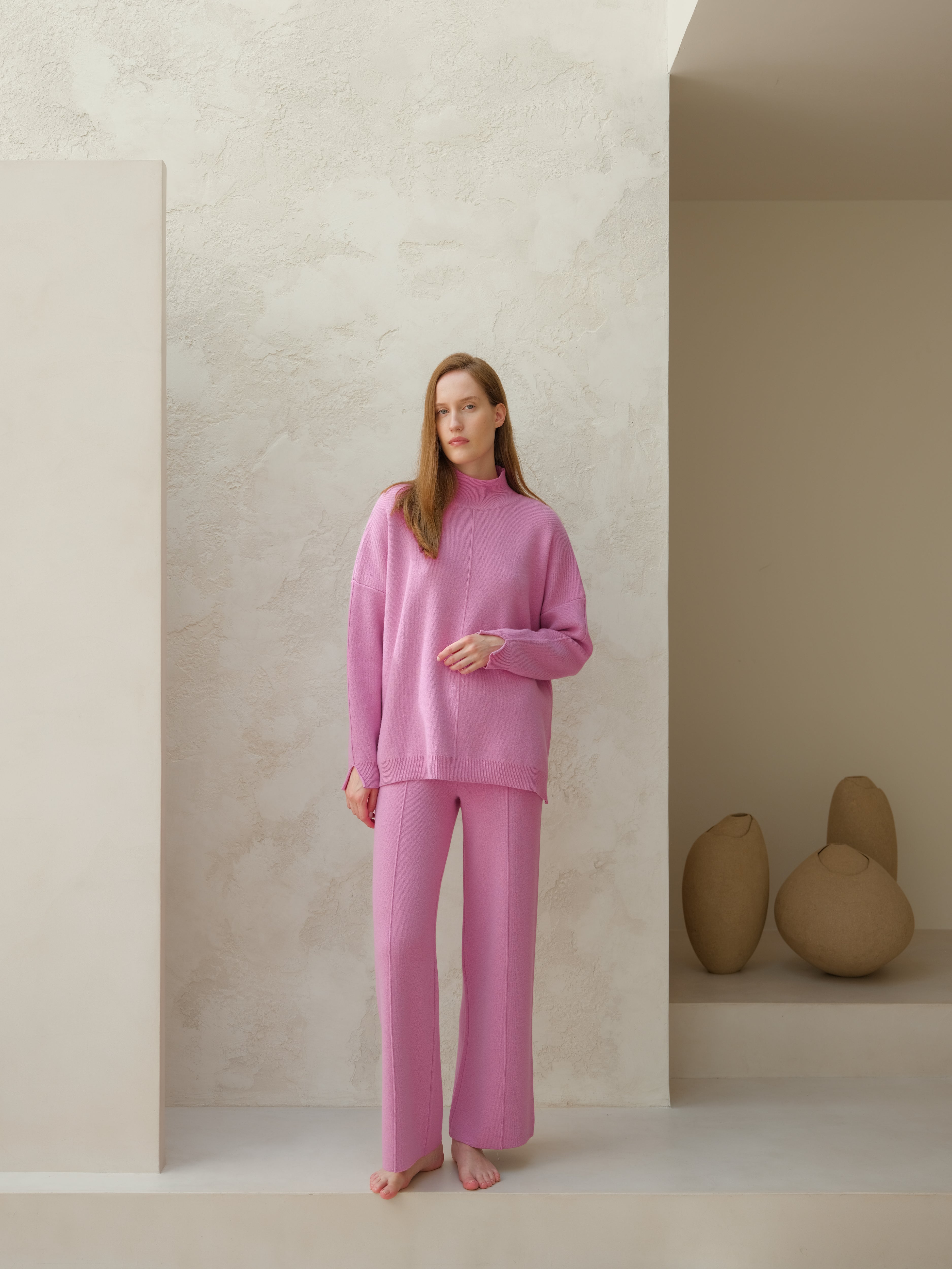 Wool & Cashmere Mix Solid Maxi Turtleneck Sweater