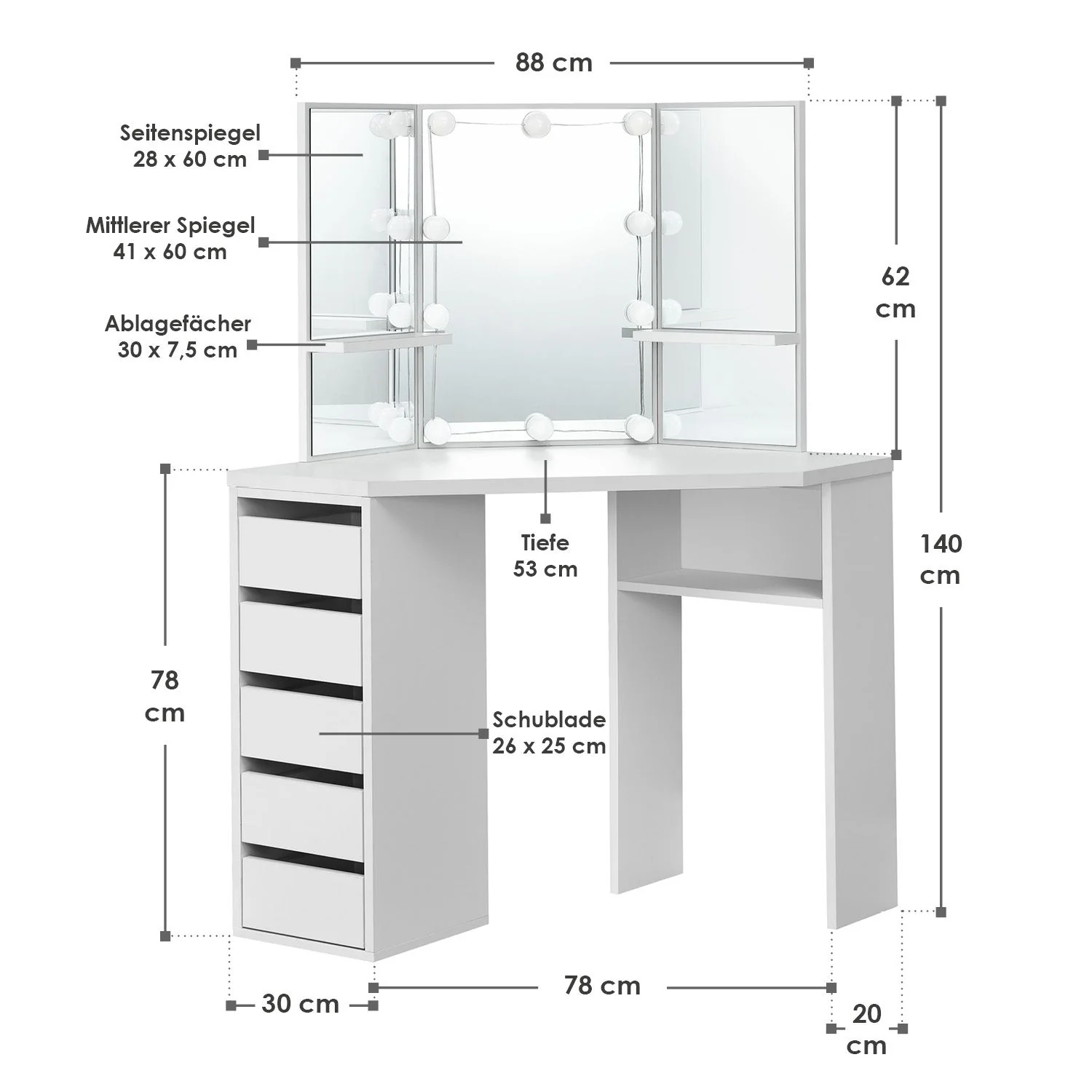 Meuble-lavabo d'angle Nova 2025 avec éclairage LED