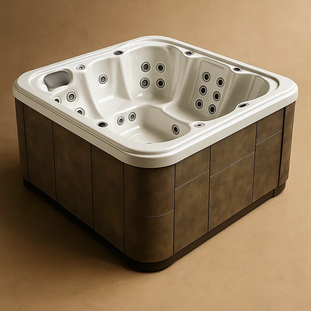 Spas rigides 220x220x95 cm 5 places carré marron/blanc aDcdZrU427kL