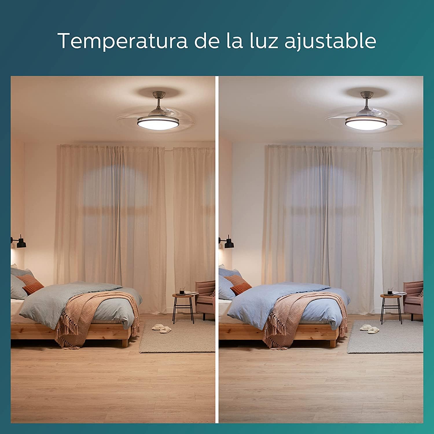 Ventilateur de plafond Philips Lighting Atlas avec éclairage LED et télécommande 106 cm Nickel
