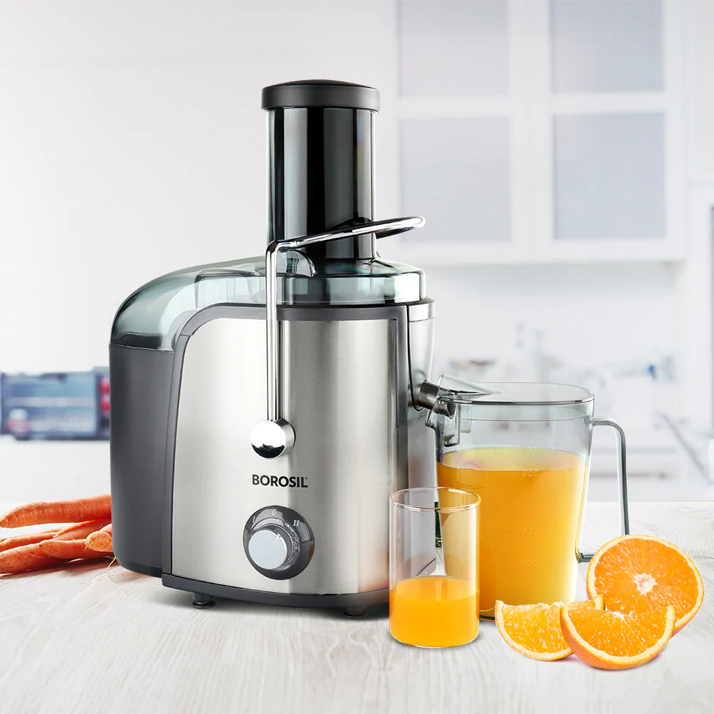 2025 Borosil Primus Plus 800W Juicer – Kraftig centrifugaljuicer med stor juicebeholder. Mulighed for to hastigheder og mulighed for hjemmelevering.