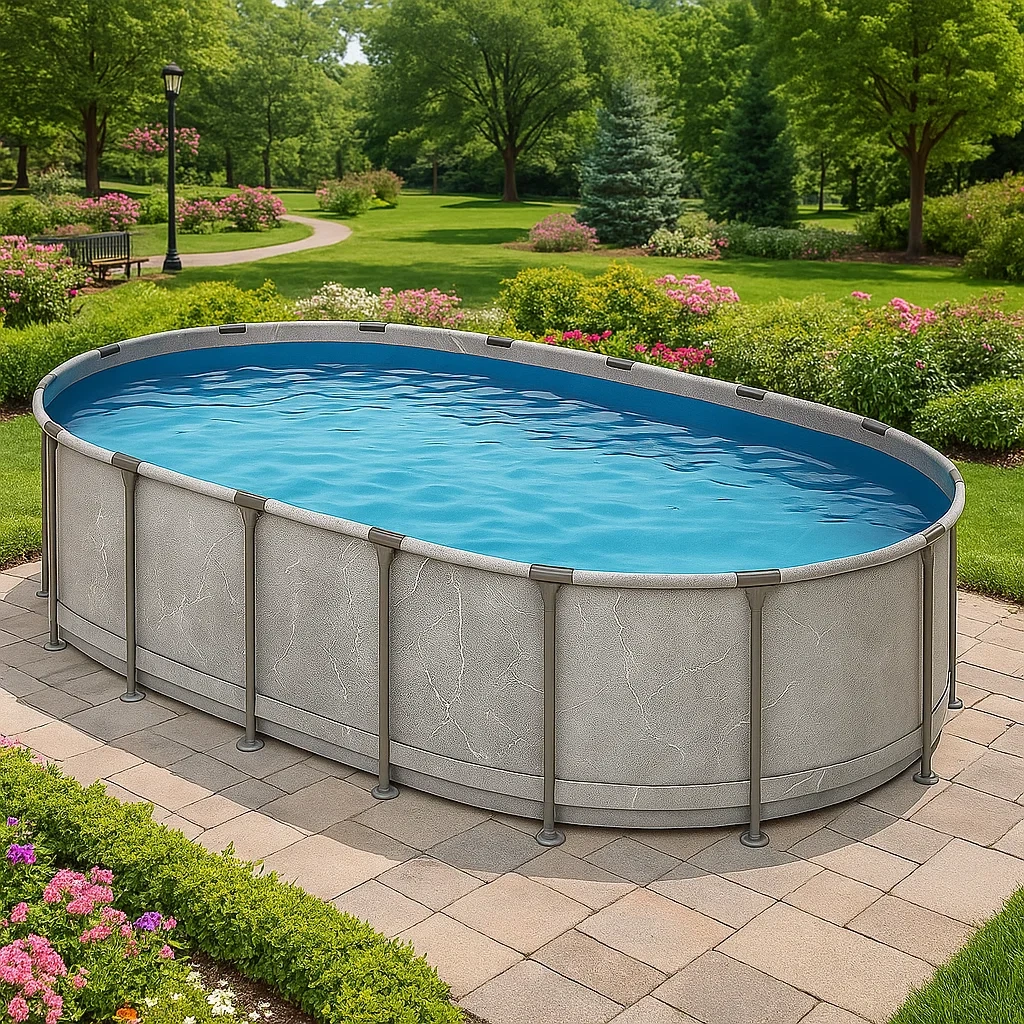 Piscine tubulaire ovale 418 x 243 x 98 cm Gris UwOLRSp127um