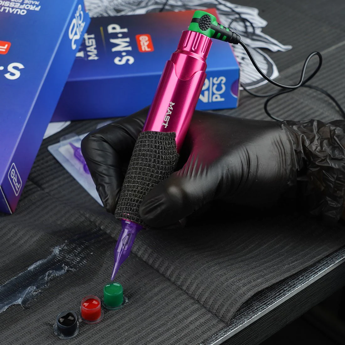 Mast P10 Tattoo-Maschinen-Set mit Halo-Netzteil – SMP